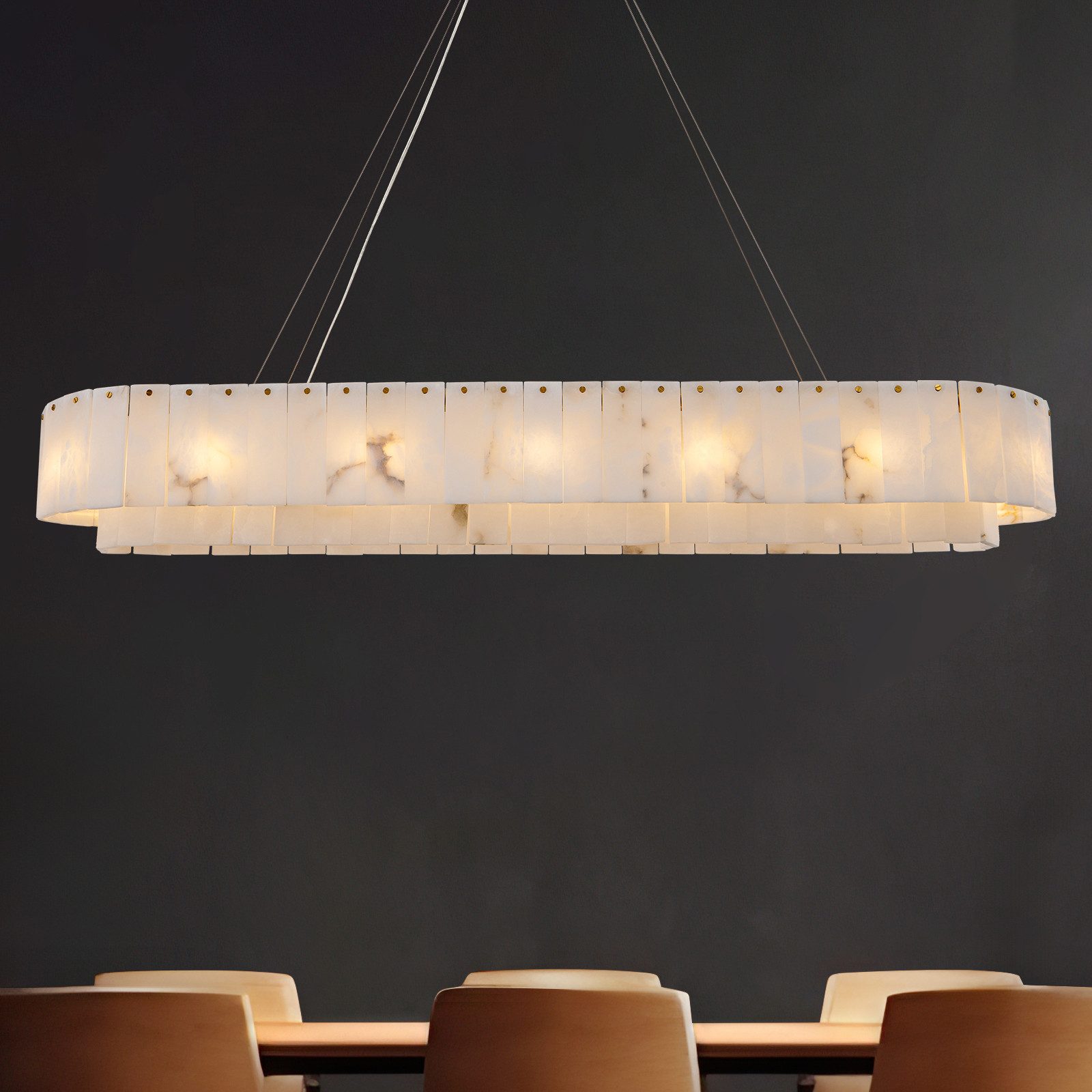 Surtime Pendelleuchte Rechteckige Alabaster, für Esszimmer, Wohnzimmer, Schlafzimmer, Flur, Dimmbar (Dimmer nicht im Lieferumfang enthalten), LED wechselbar, Höhenverstellbar, Dimmbar (Dimmer nicht im Lieferumfang enthalten)