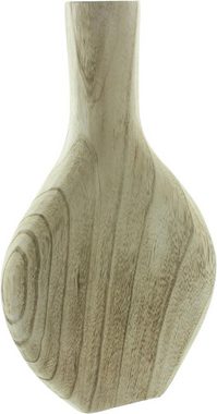 Dekoleidenschaft Dekovase "Wood" flach, aus naturbelassenem Paulownia Holz, 34 cm hoch, Vase für, Trockenblumen, Kunstblumen, Zweige, Holzvase, Tischvase, Blumenvase