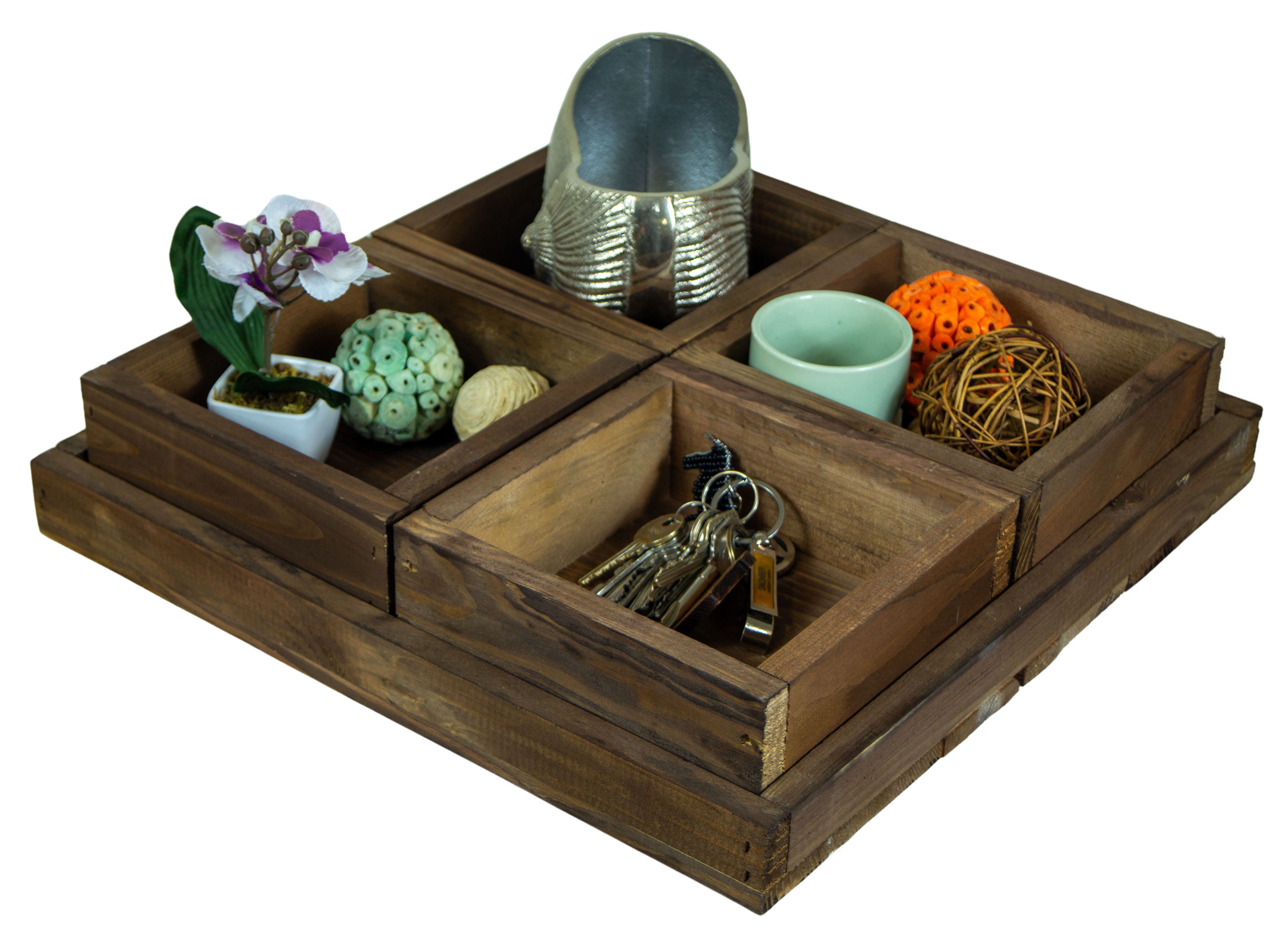 Kistenkolli Altes Land Allzweckkiste Kleines Dekotablett-Set Karla aus 5 Holzkisten 40x40cm 8cm Höhe Schüss (Spar-Set)