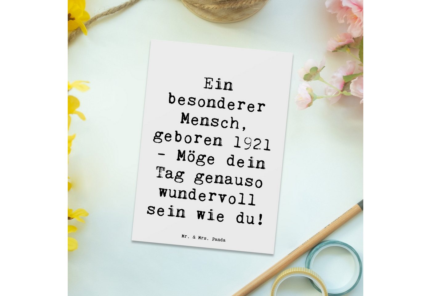 Thumbnail - Mr. & Mrs. Panda Postkarte Spruch Ein besonderer Mensch, geboren 1921 - Möge dein Tag genauso wu