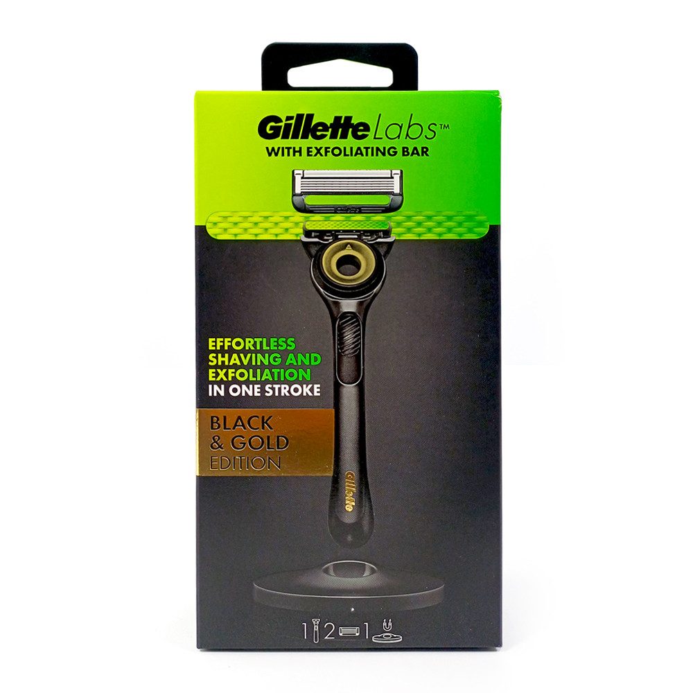 Gillette Nassrasierer Labs Rasierer Black & Gold Edition Set, Packung, mit integriertem Reinigungselement