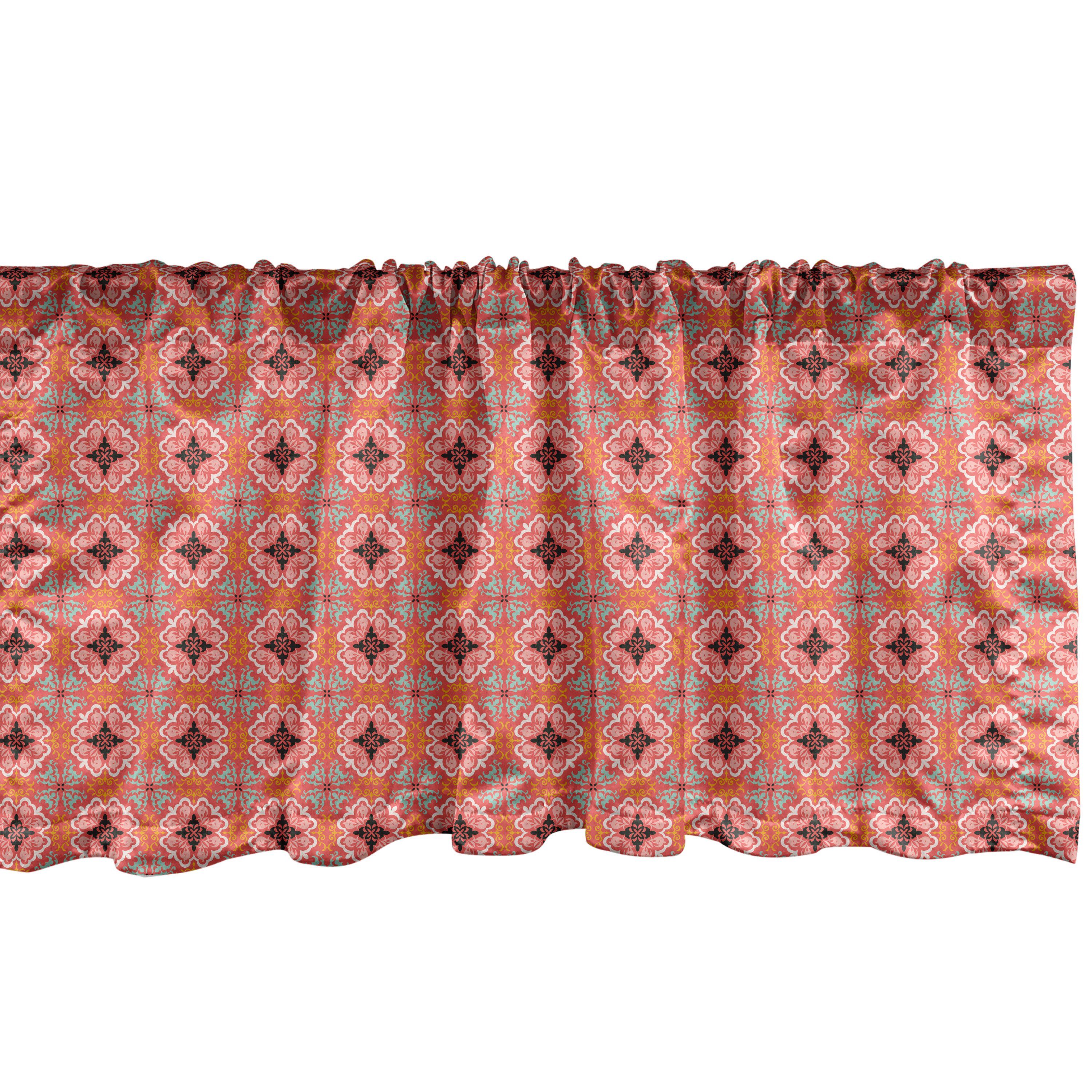 Scheibengardine Vorhang Volant für Küche Schlafzimmer Dekor mit Stangentasche, Abakuhaus, Microfaser, Ethnisch Talavera Inspired Pattern