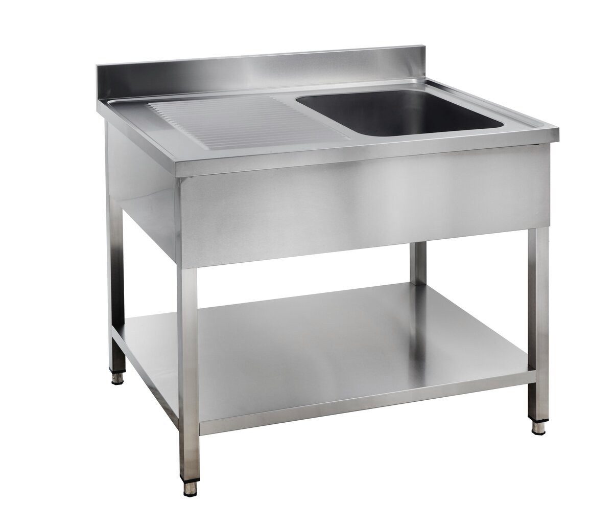 GastroHero Arbeitstisch Spültisch 100x70 cm - Edelstahl mit Becken - Gastro - Spüle