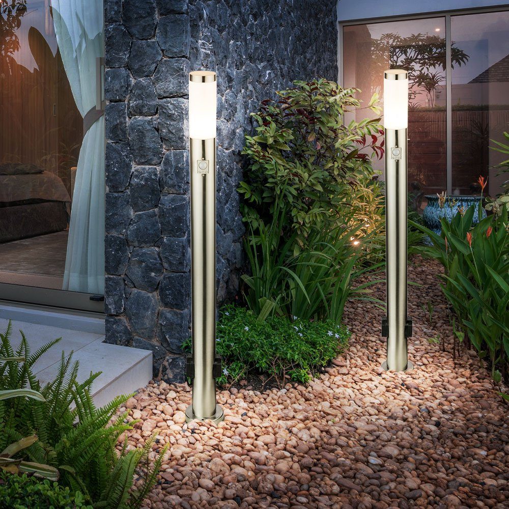 etc-shop Pollerleuchte, Leuchtmittel nicht Außen Garten inklusive, Lampe Leuchte Bewegungsensor Edelstahl Weg