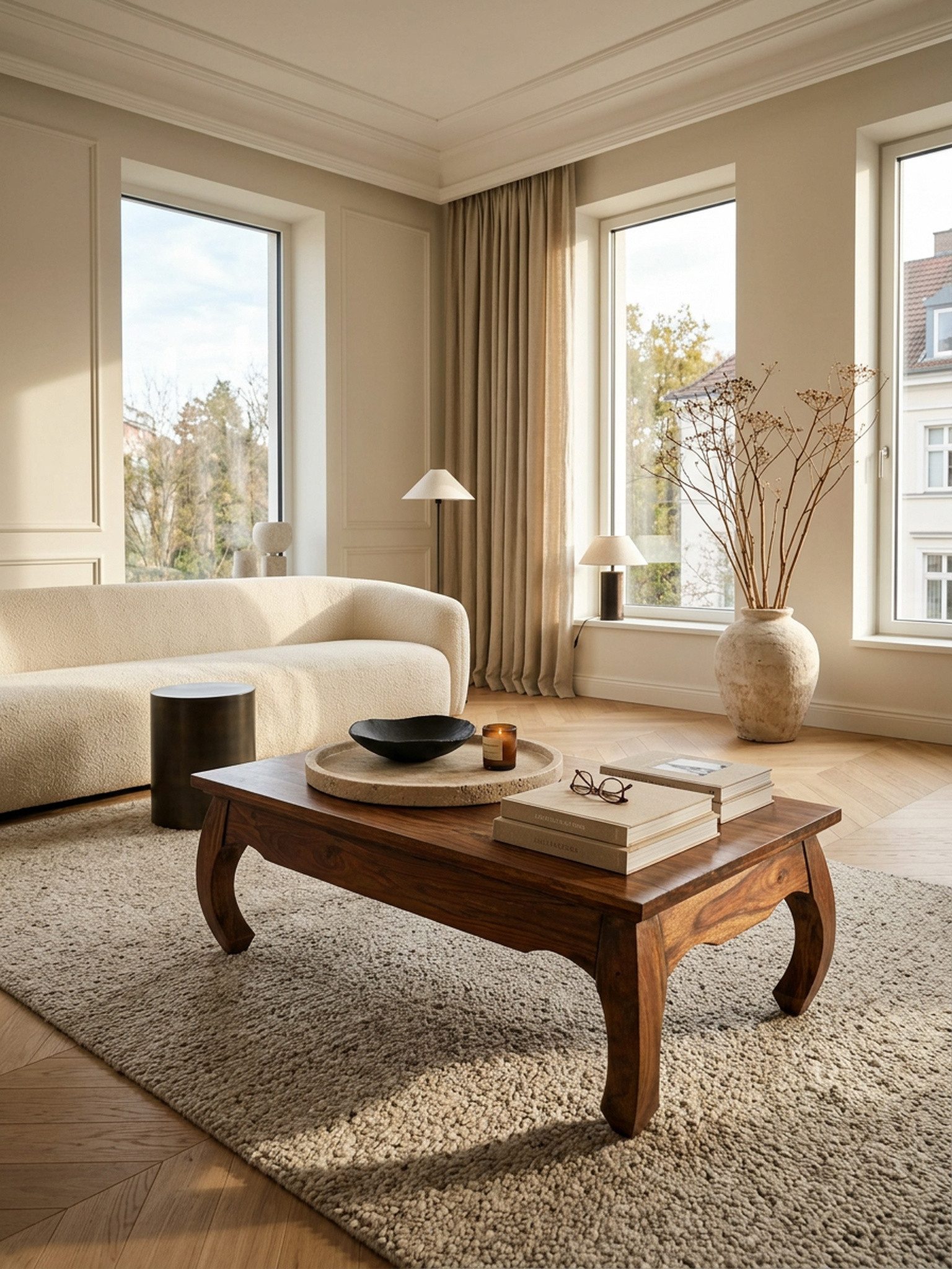 KADIMA DESIGN Couchtisch Couchtisch Massiv-Holz 110 cm breit Wohnzimmer-Tisch Design, dunkel-braun Landhaus-Stil Beistelltisch