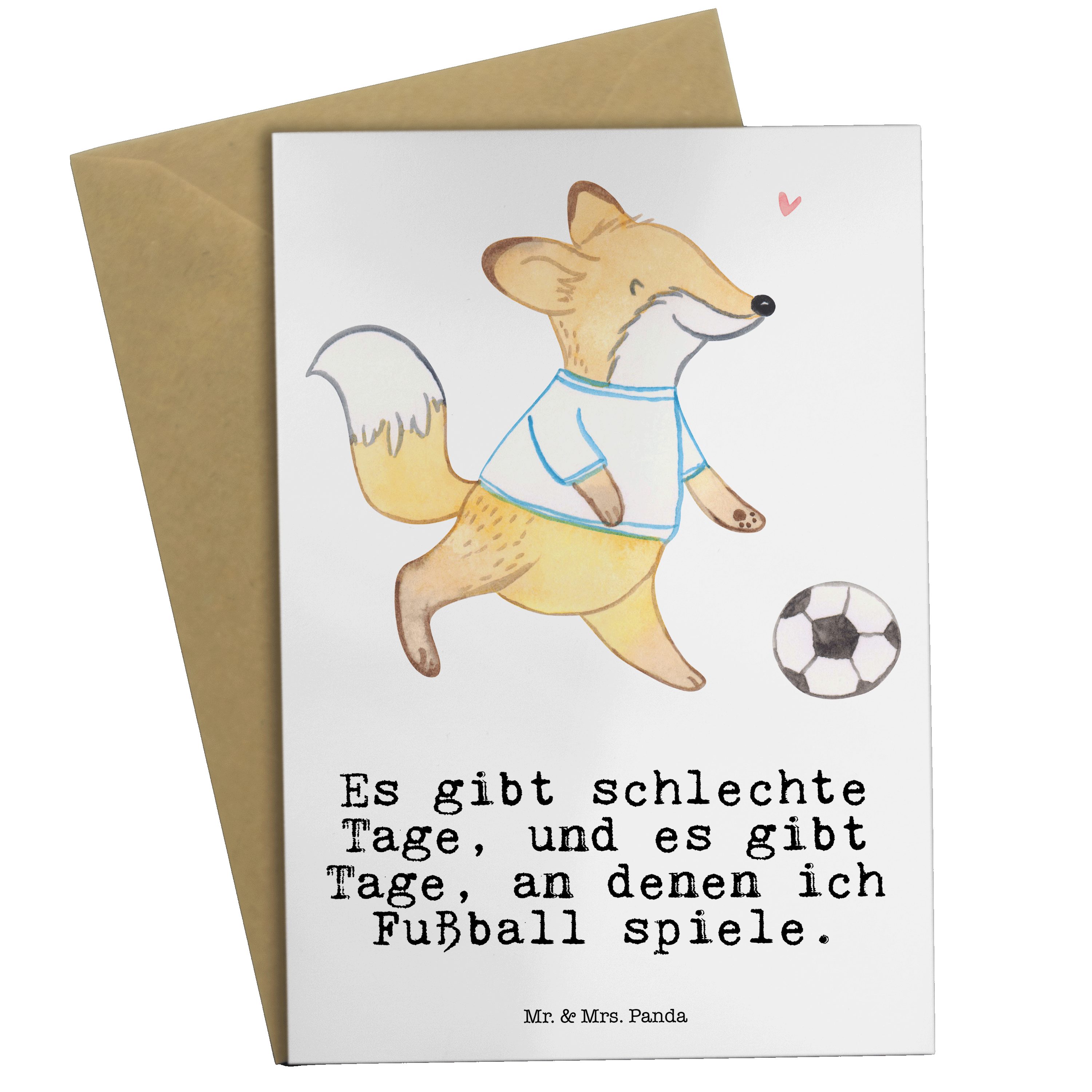 Mr. & Mrs. Panda Grußkarte Fuchs Fußball spielen Tage - Weiß - Geschenk, Einladungskarte, Geburt | Grußkarten