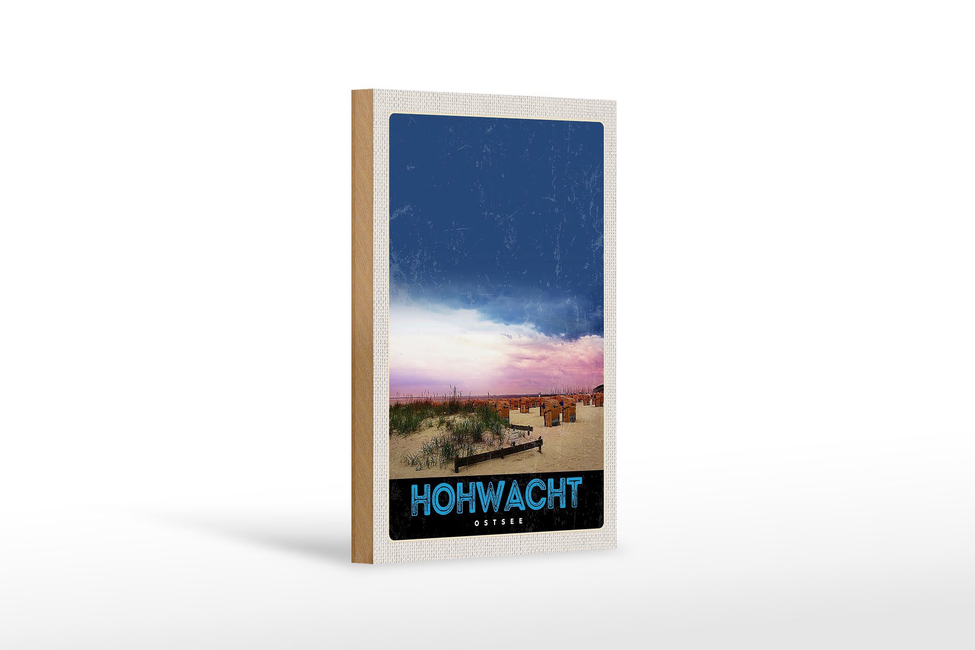Holzbild Reise 12x18 cm Hochwacht Ostsee Strand