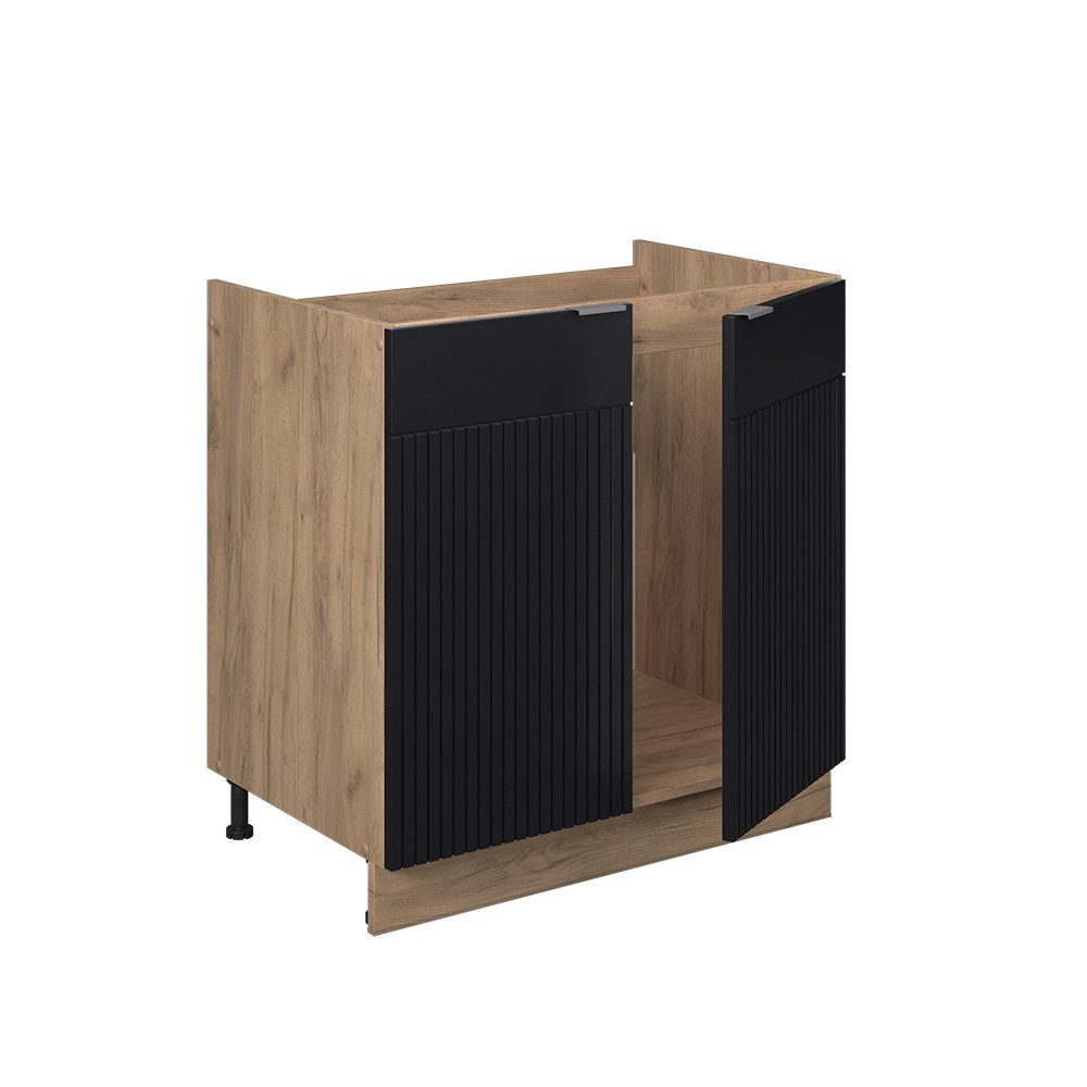 Vicco Spülenunterschrank Fame-Line Schwarz Gestreift 80 cm ohne Arbeitsplat günstig online kaufen