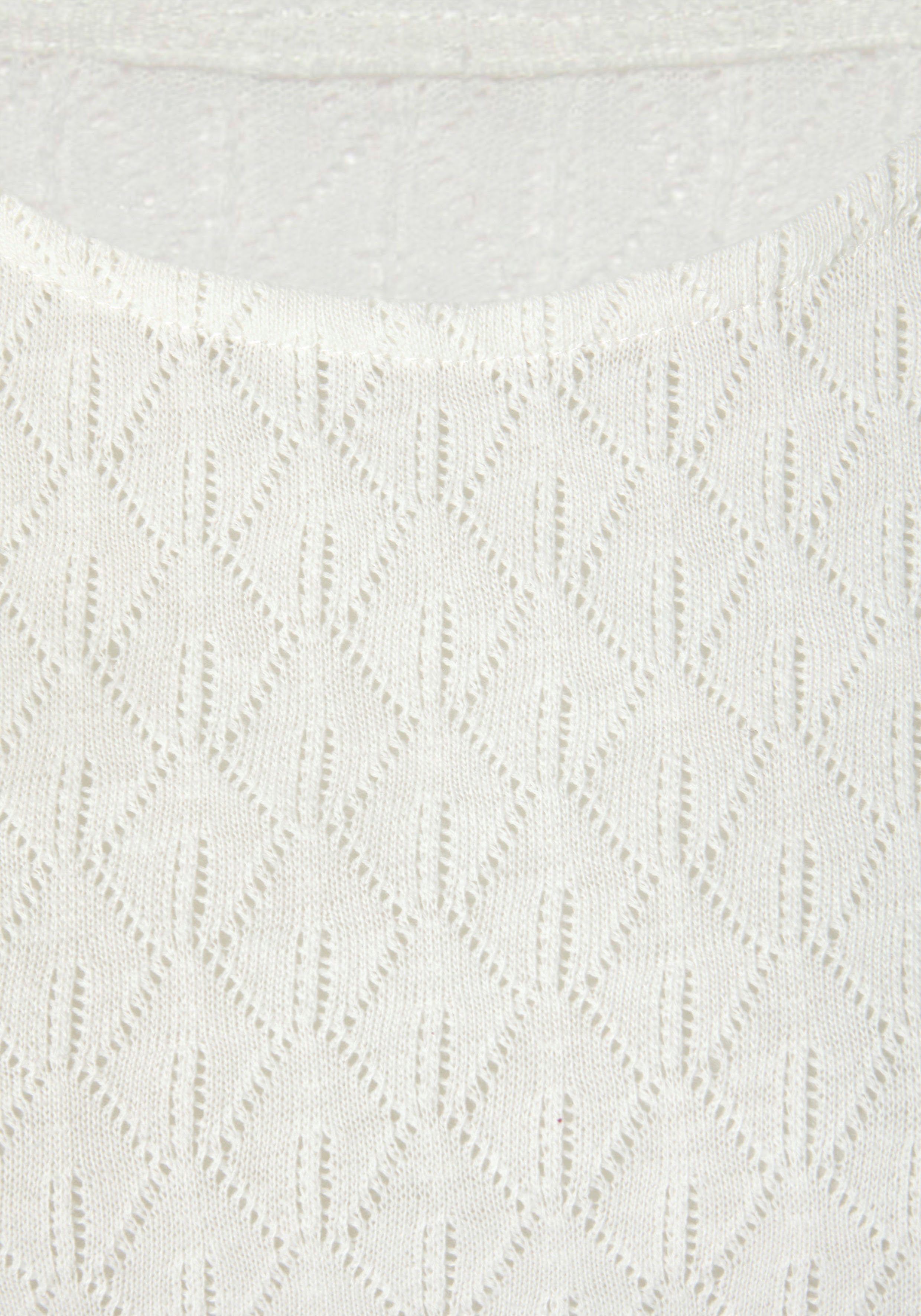 Vivance Langarmshirt mit modischem Ajour-Muster Sommershirt aus leichtem Baumwollstrick