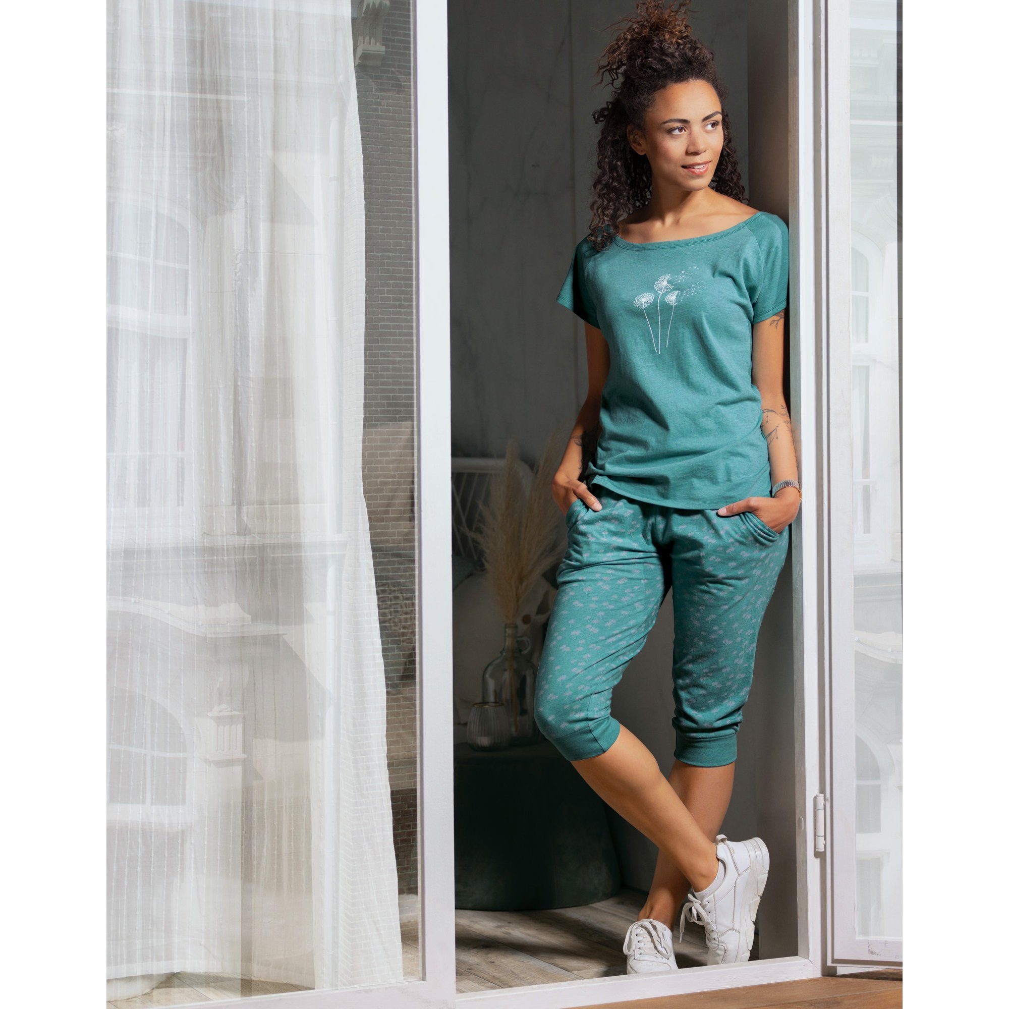 REDBEST Single-Jersey Damen-Schlafanzug Pyjama Blumen