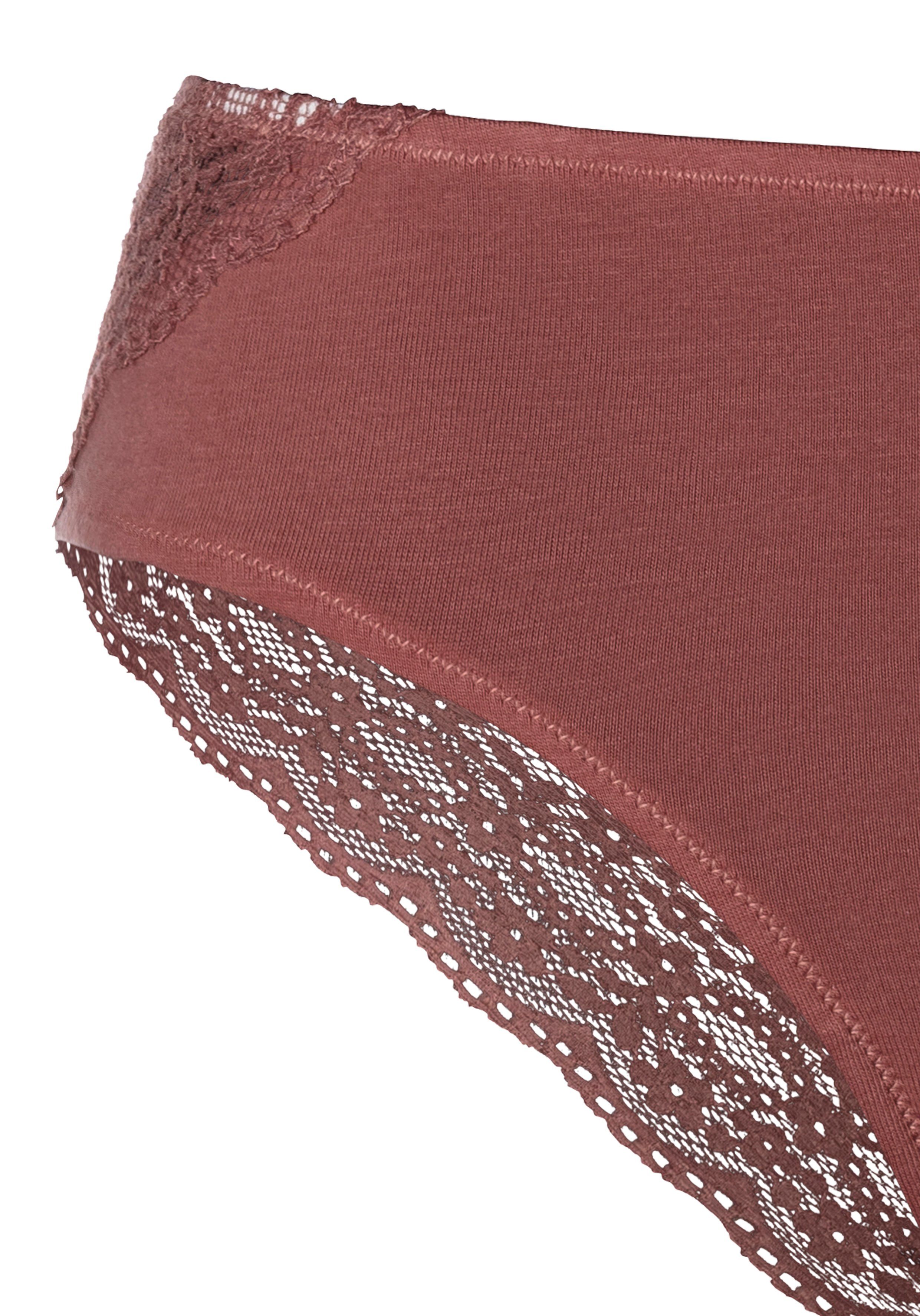 Vivance Brasilslip (3er-Pack) aus elastischer Baumwolle mit floraler Spitze