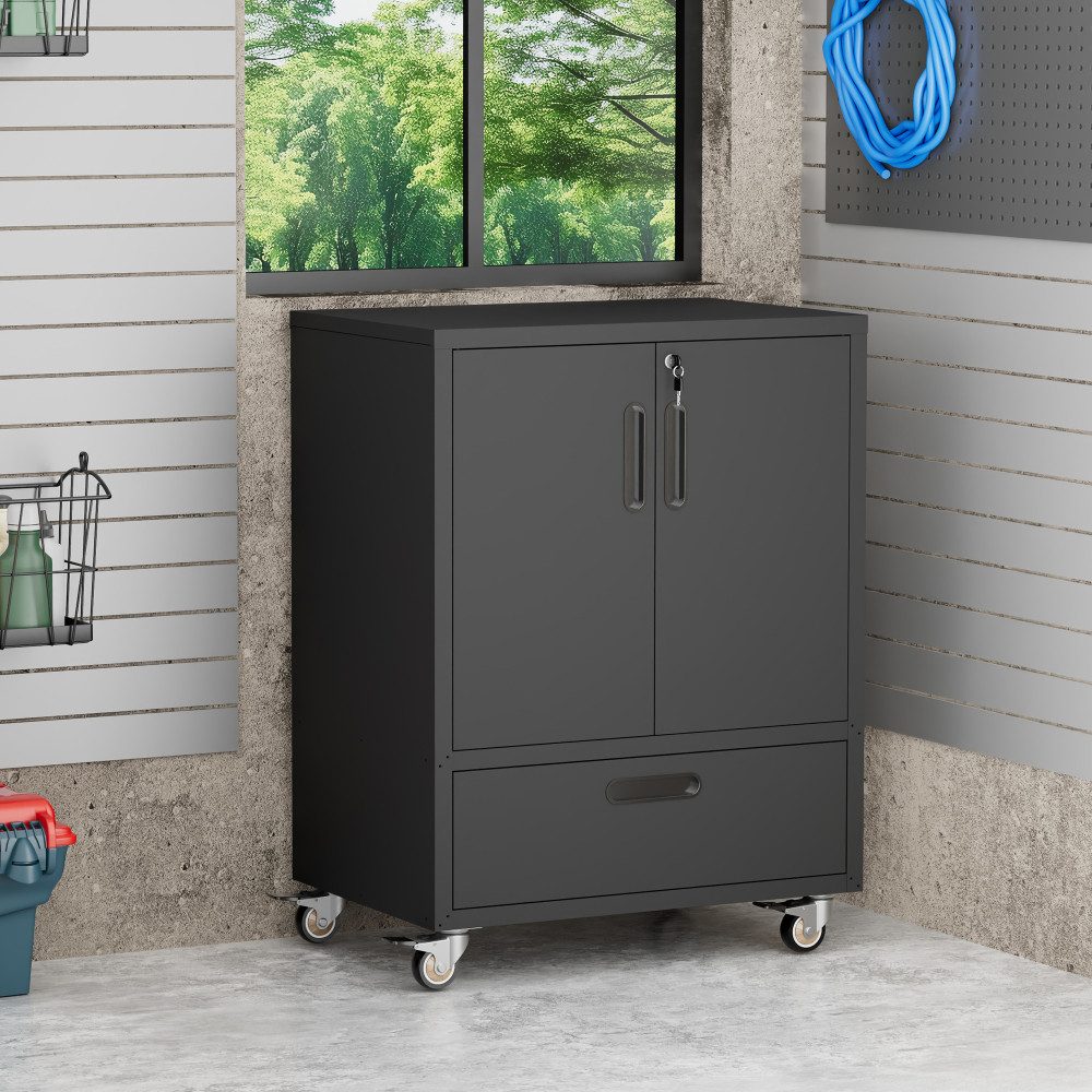 BBWL Werkzeugschrank mit Rollen und Schublade 101,5x76x51 cm Stauraum Rollbarer Metall Heavy Duty Stahl Garagen Organizer abschließbar