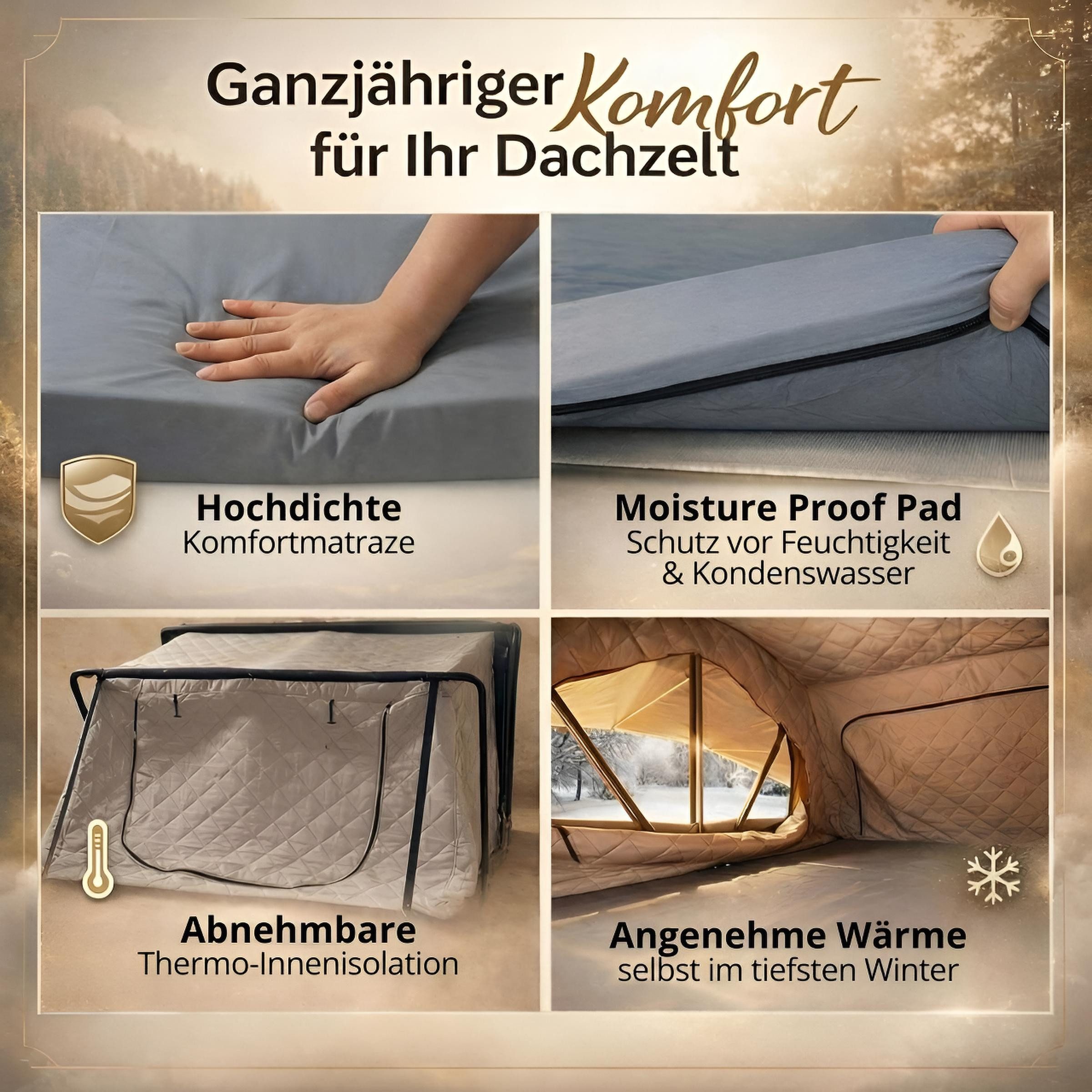 TZIpower Dachzelt Autodachzelt Grau/Schwarz Softcase Dachzelt 2 Größen opt. Sonnensegel, Personen: 4