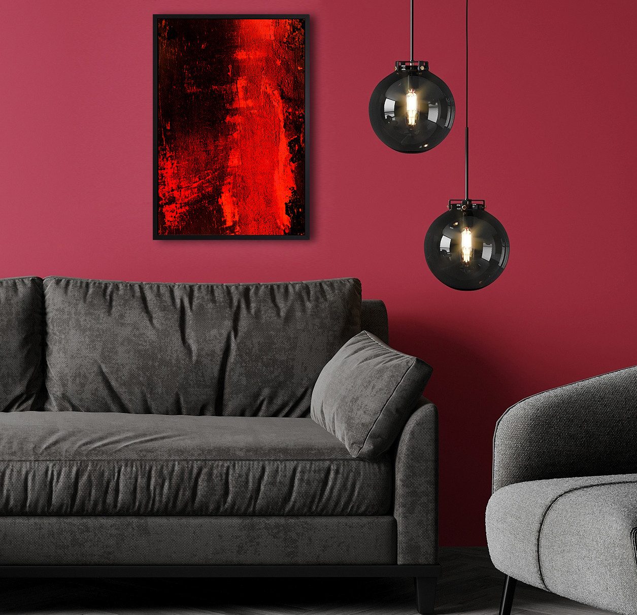 queence Leinwandbild Love, Abstrakt, Abstrakte, Kunst, Modern, mit einem Schattenfugenrahmen veredelt