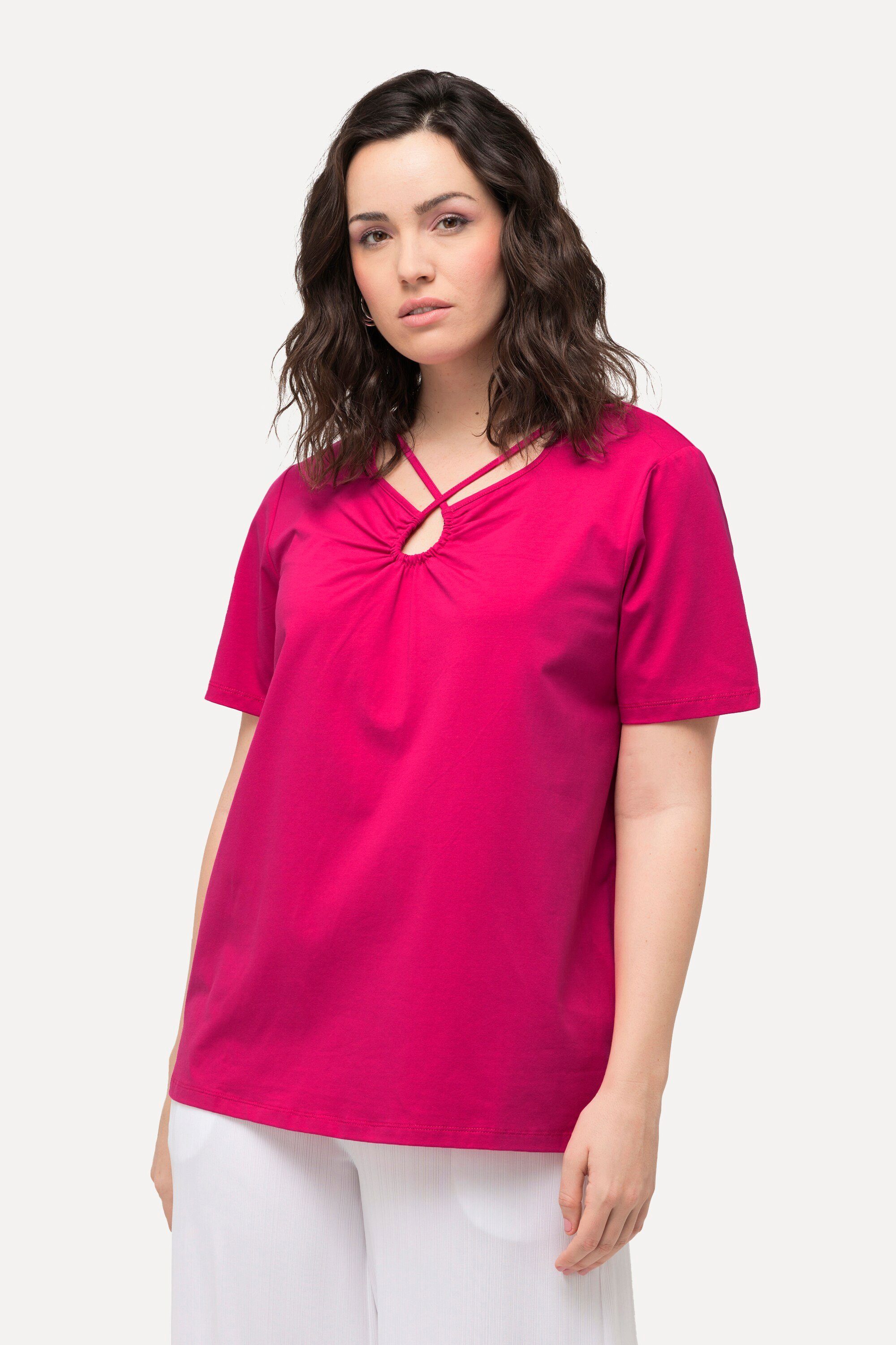 Ulla Popken T-Shirt T-Shirt Zierbänder Cut-Out günstig online kaufen