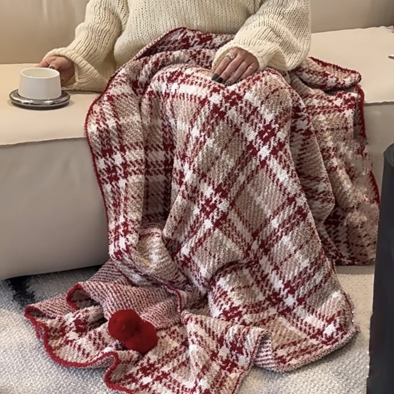 Plaid Weihnachts-Karo-Decke Sofadecke Kuscheldecke für Winter Deko120*160CM günstig online kaufen