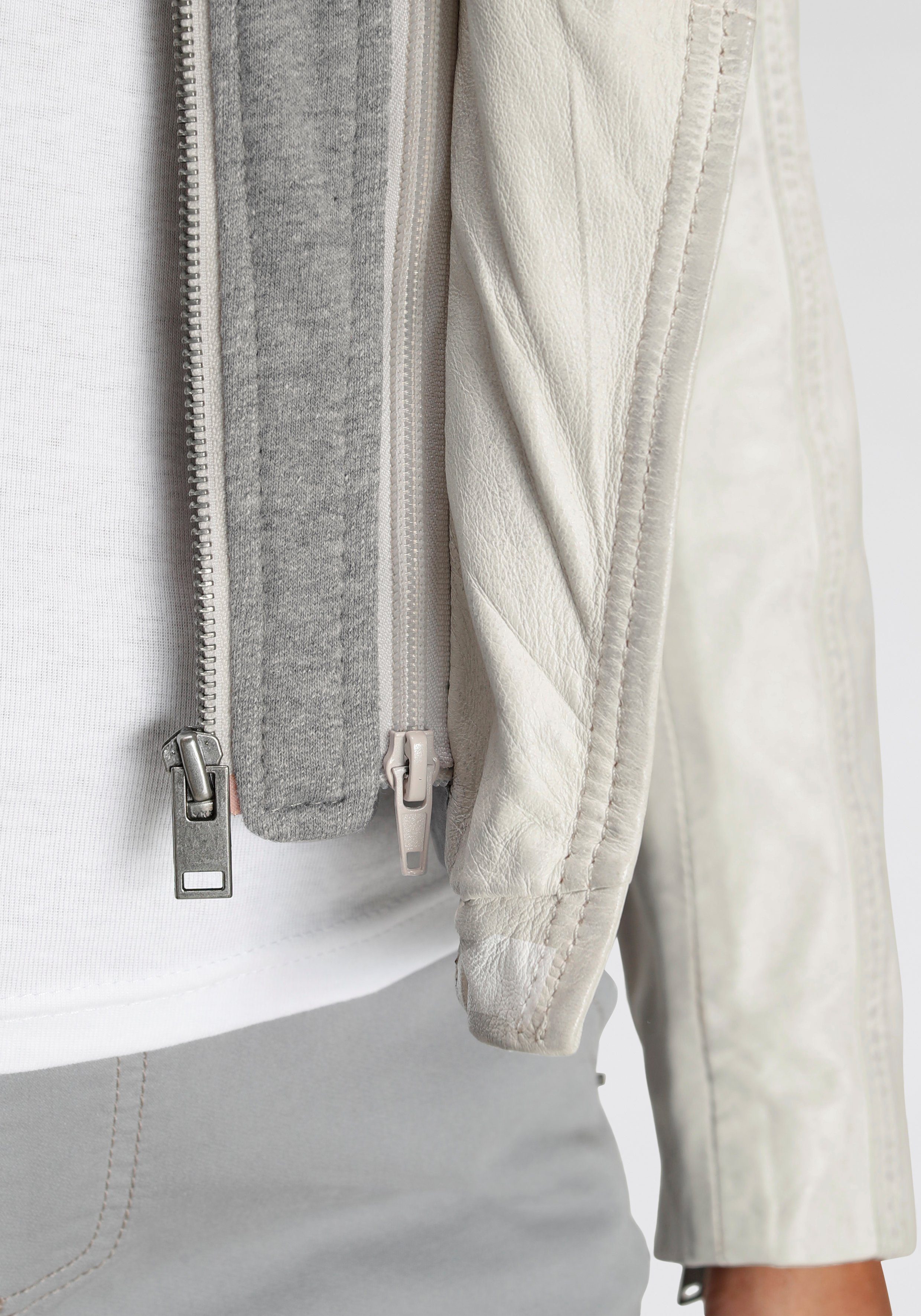Maze Lederjacke und Schulterklappen mit OT Druckknöpfen grau-hellgrau Gomera