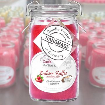 Candle Factory Duftkerze Doppelpack (2x), Mini-Jumbo Erdbeer-Kaffee, Stearin, Rot