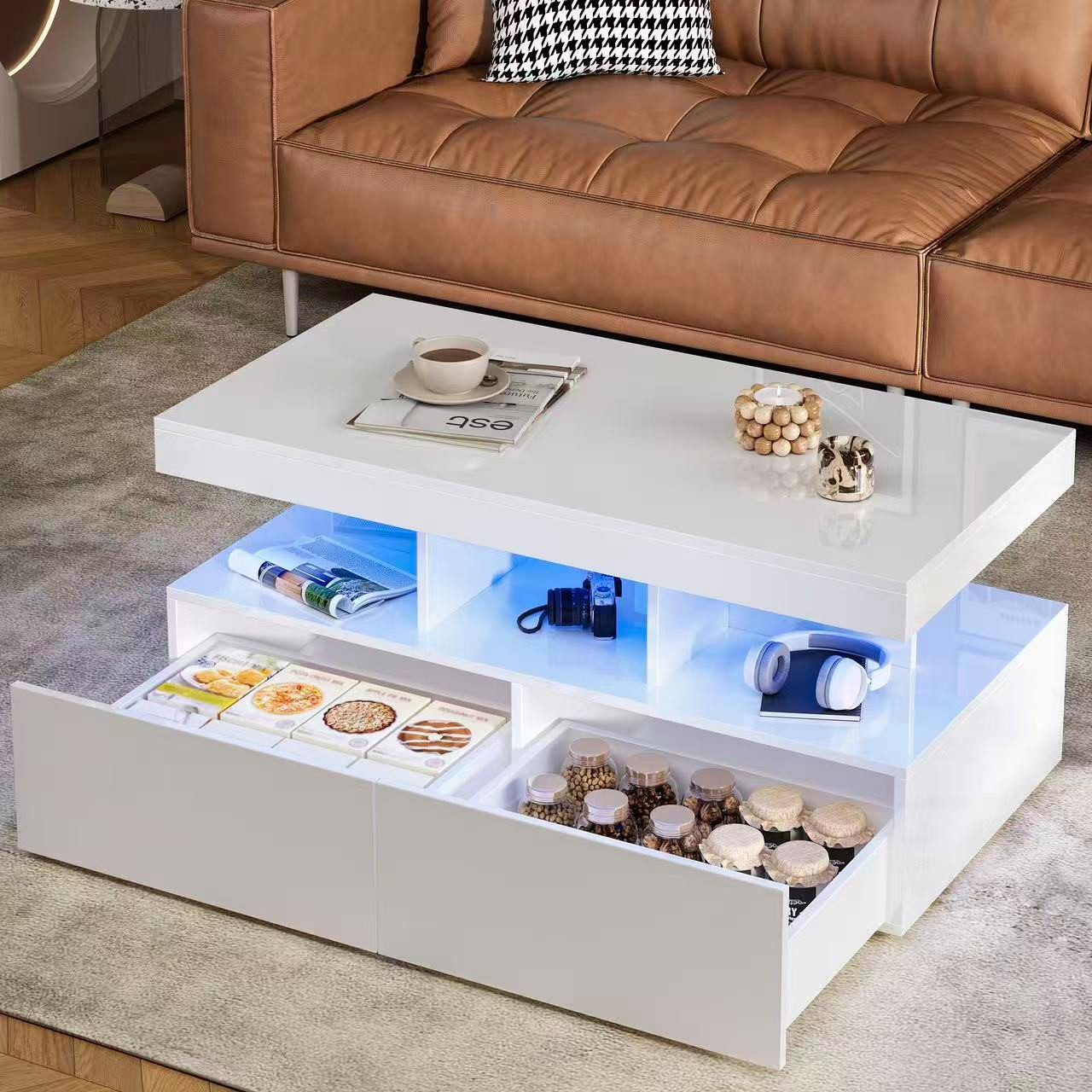 Furnishings Home Couchtisch Ablagetisch LED Beistelltisch Breite 100 cm (Ho günstig online kaufen