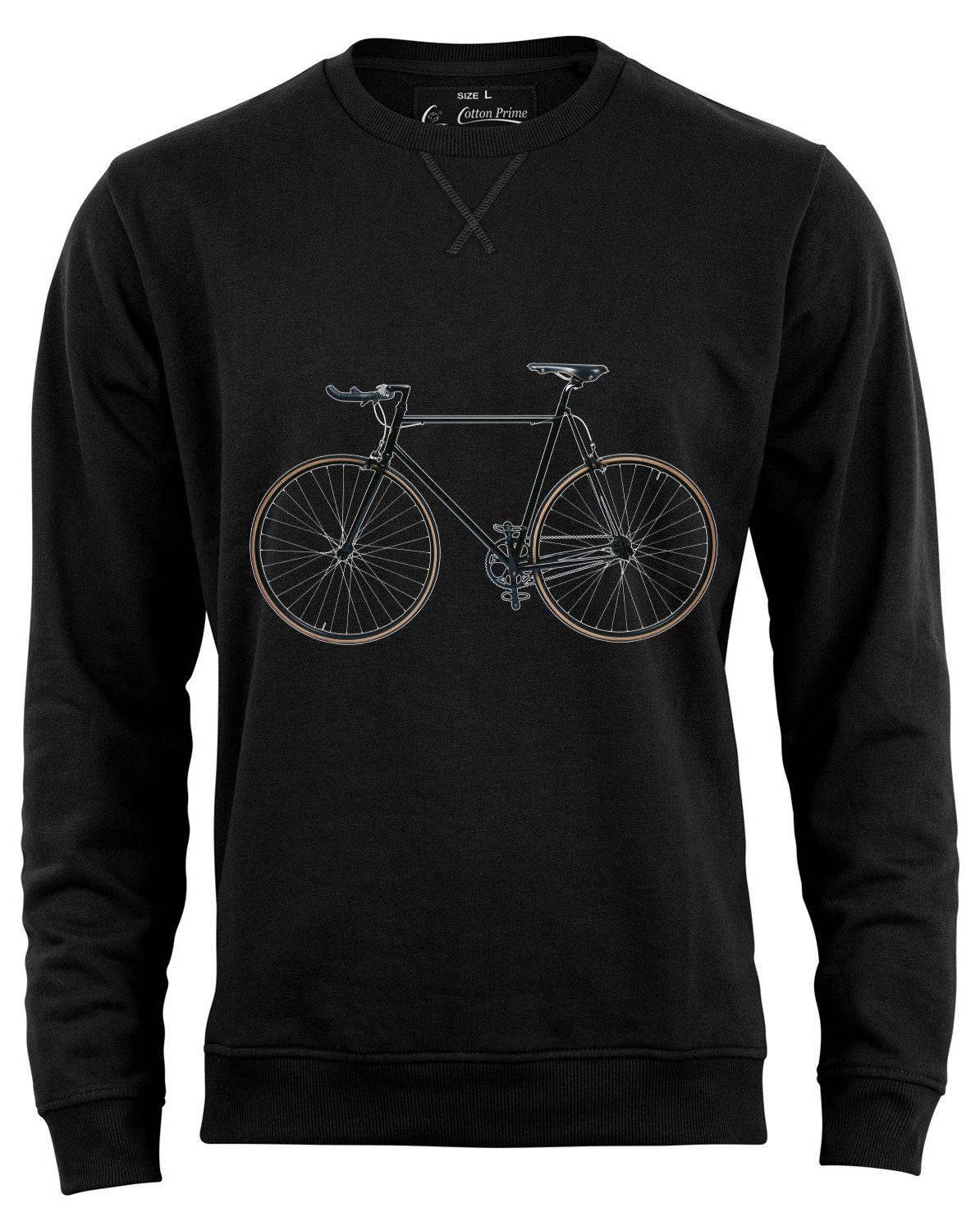 Cotton Sweatshirt weichem Innenfleece Prime® Bike-Fahrrad mit Schwarz