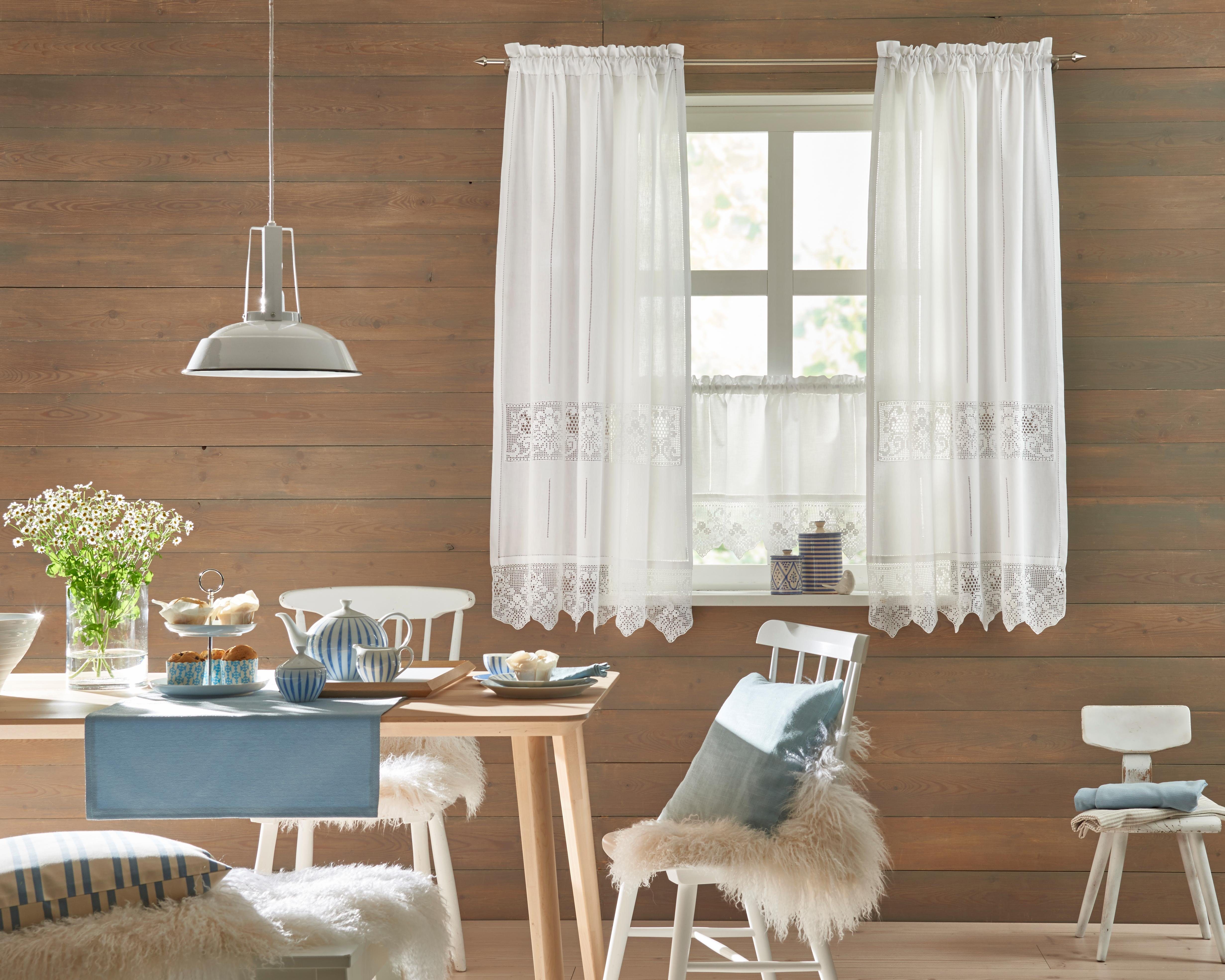 HOSSNER - ART OF HOME DECO Querbehang Dachstein (1 St), Stangendurchzug, halbtransparent
