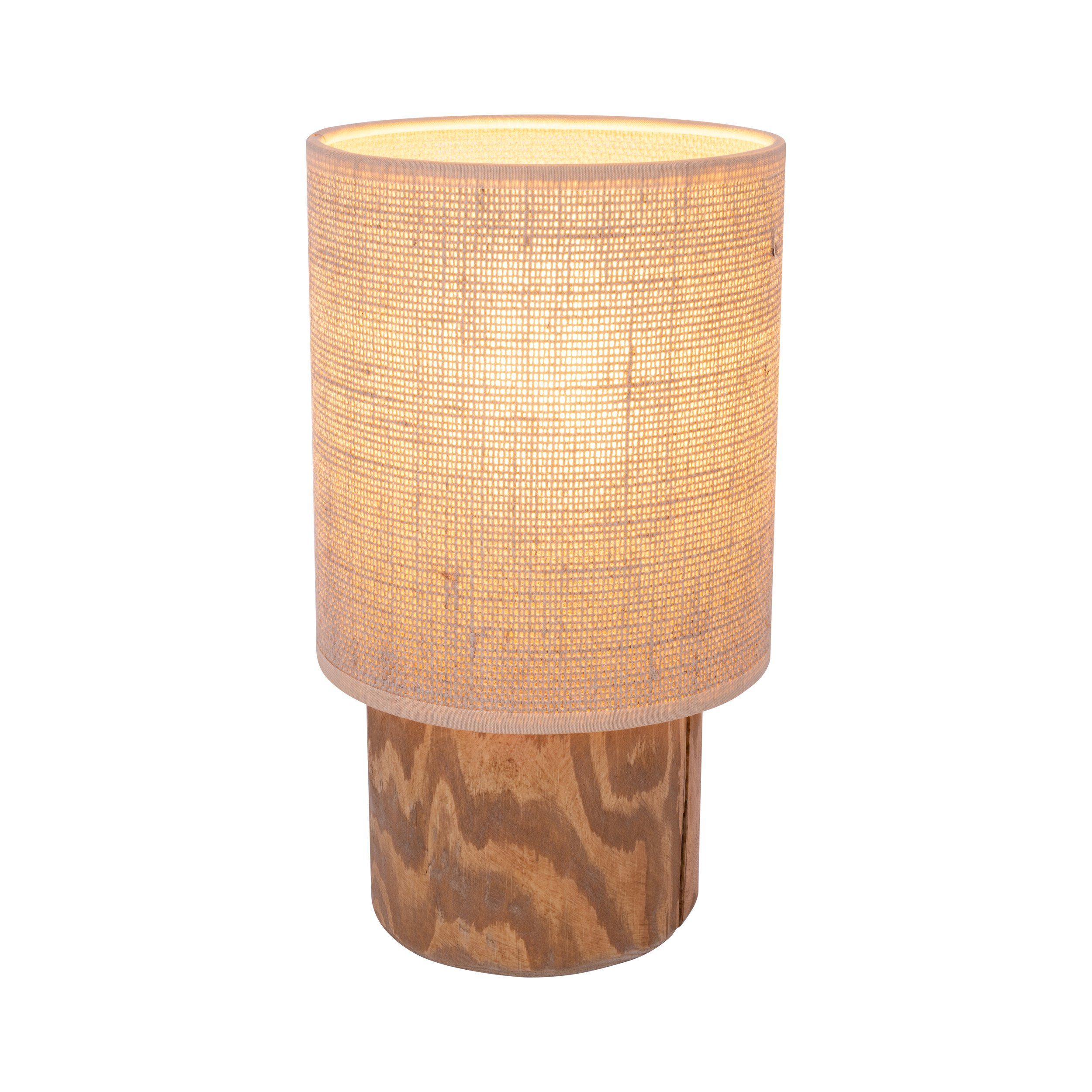 Lightbox Tischleuchte, Holzfuß, Nature braun ohne 23 und cm, E27, Stoffschirm Tischlampe 13 x Leuchtmittel, mit