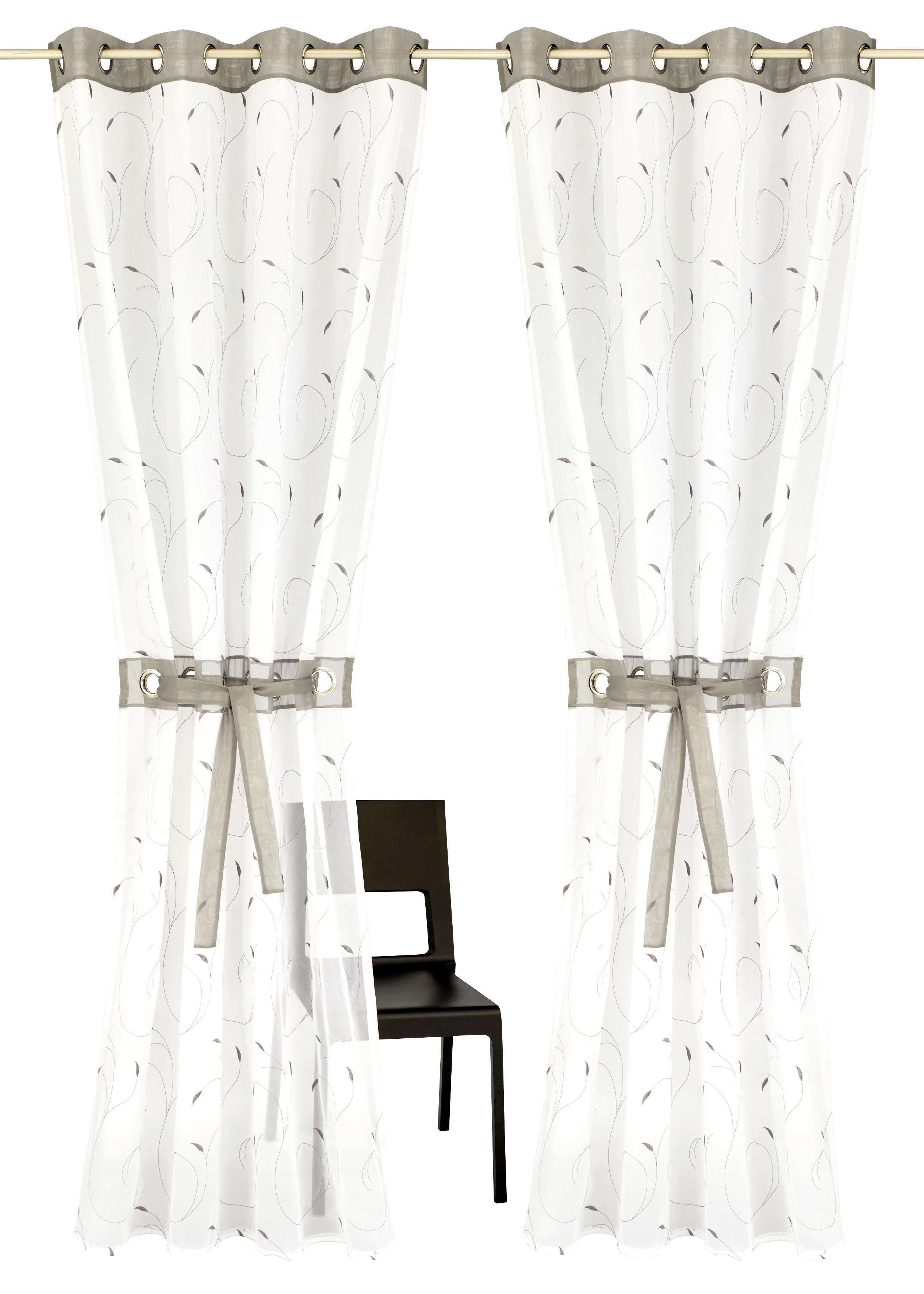 Home affaire, Jaca, Ösen (2 Raffhalter Voile, transparent, inkl. grau bestickt, transparent, St), Gardine Voile,