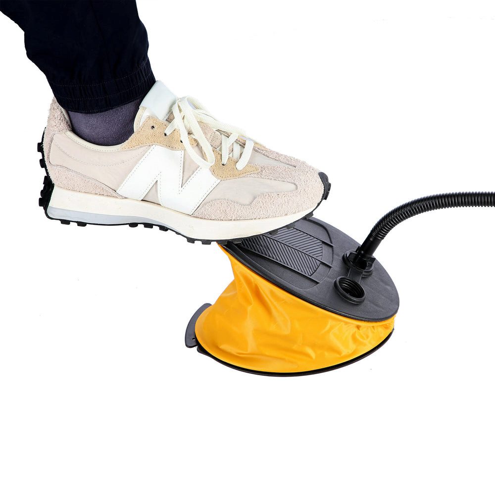 NILS CAMP Fußpumpe Blasebalgpumpe Trittpumpe Luftpumpe (Spar-Set, 1-tlg., 5 x 20 cm leicht, 27 x 18), beidseitig, 3 Ventilarten, faltbar, leicht