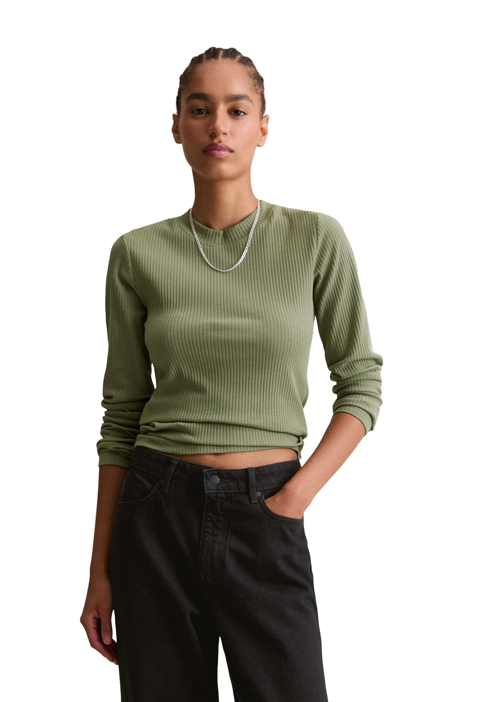 Langarmshirt aus Rippjersey