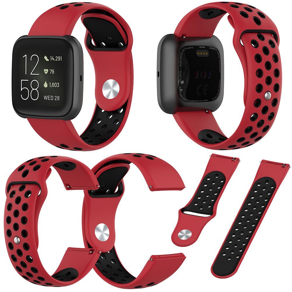 Wigento Für Fitbit Versa 2 Kunststoff / Silikon Armband für Frauen / Größe  S Rot-Schwarz Uhr Fitnessband online kaufen | OTTO