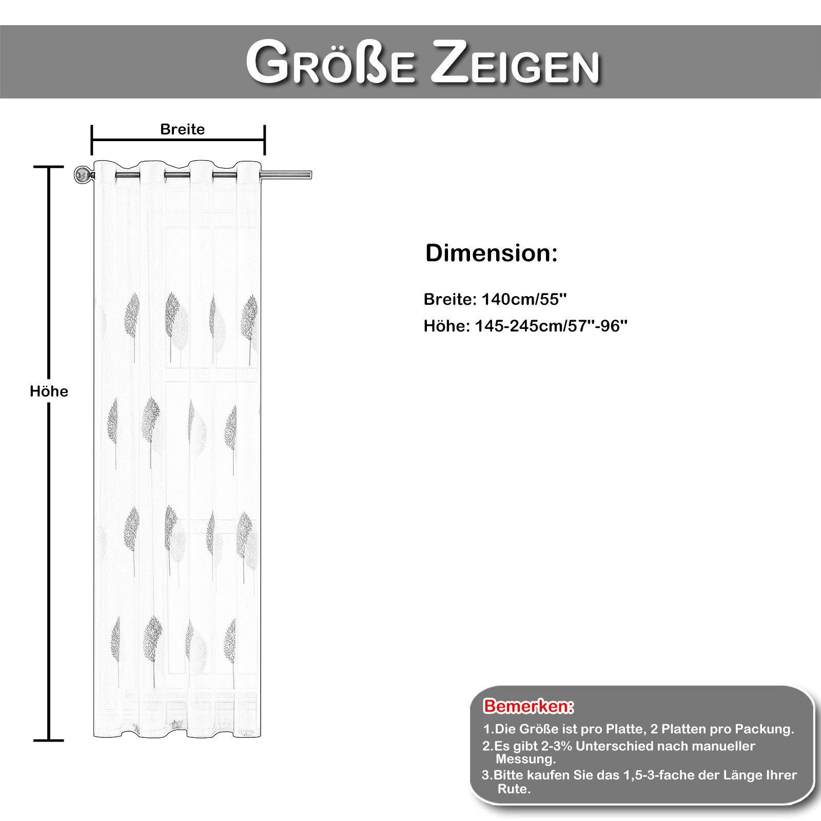 Sunicol Gardine Stickerei Transparent Vorhang mit günstig online kaufen