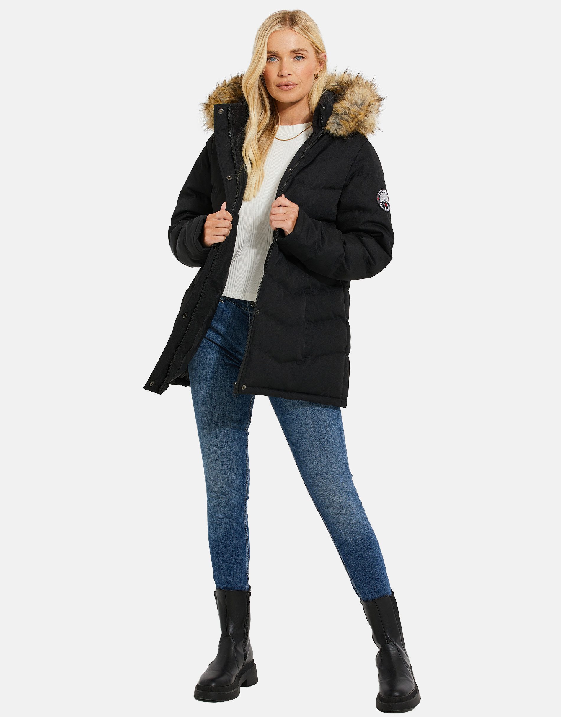 Threadbare Steppjacke THB Woodie (1-St) mit großer Kapuze günstig online kaufen
