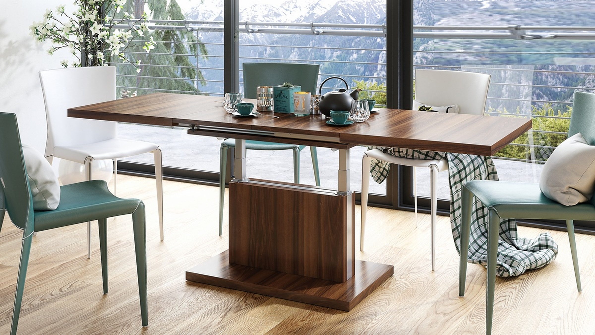 Mazzoni Couchtisch Aston Nussbaum Walnuss stufenlos günstig online kaufen