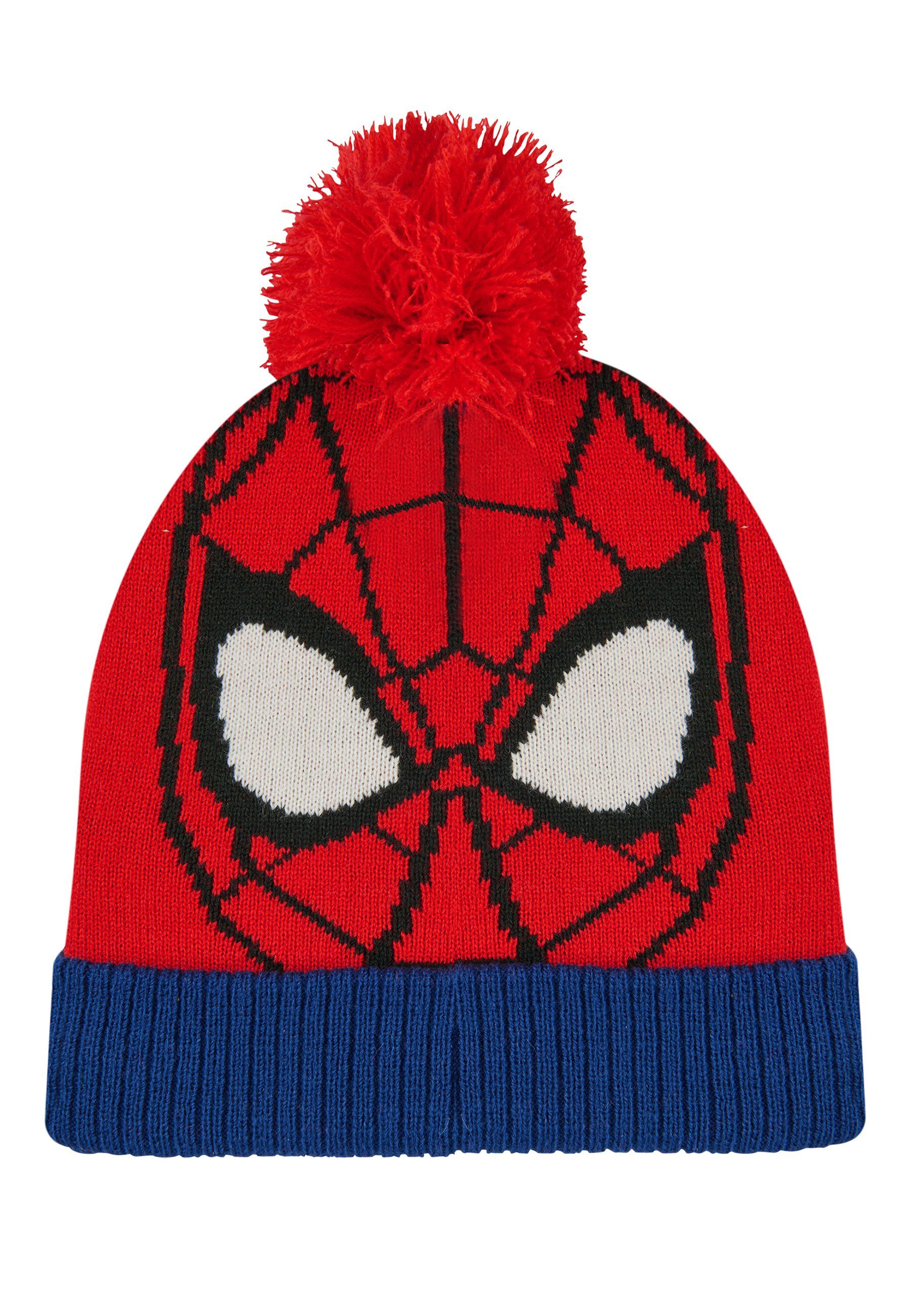 ONOMATO! Bommelmütze Schal Jungen (SET) Mütze Winter-Set Spider-Man Kinder &