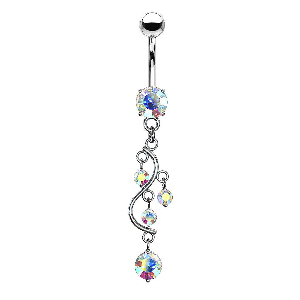 Taffstyle Bauchnabelpiercing Bauchnabelpiercing Banane Wein Anhänger Kristallen Silber Rainbow, Stecker Bauchnabelpiercing Banane Bauchnabel Piercing Schmuck
