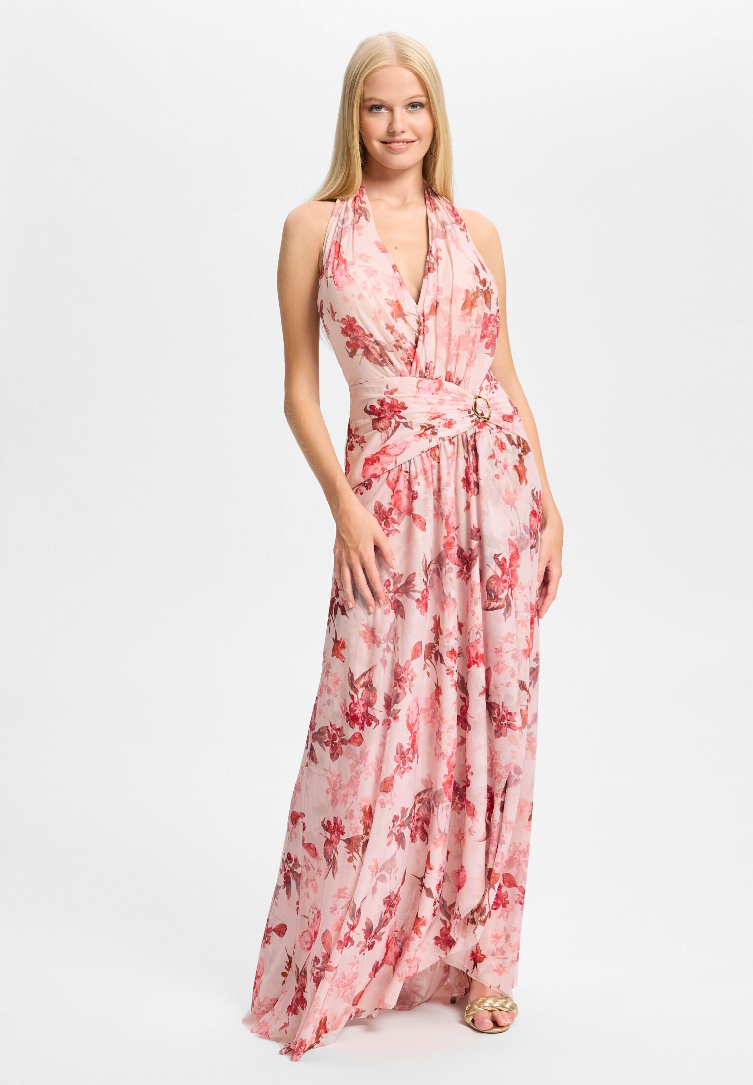 Hey Kyla Abendkleid - Neckholder Abendkleid mit floralem Print Taillierter Schnitt mit fließendem Rockteil