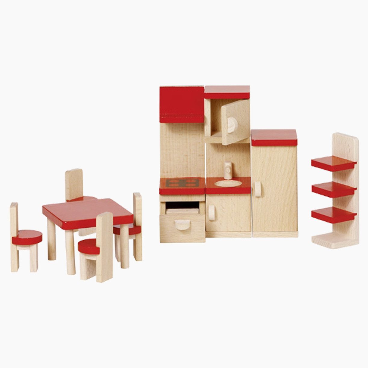 goki Puppenhausmöbel Puppenmöbel Küche, goki basic. (packung, 24tlg., spar set), umfangreiche 24-teilige Set