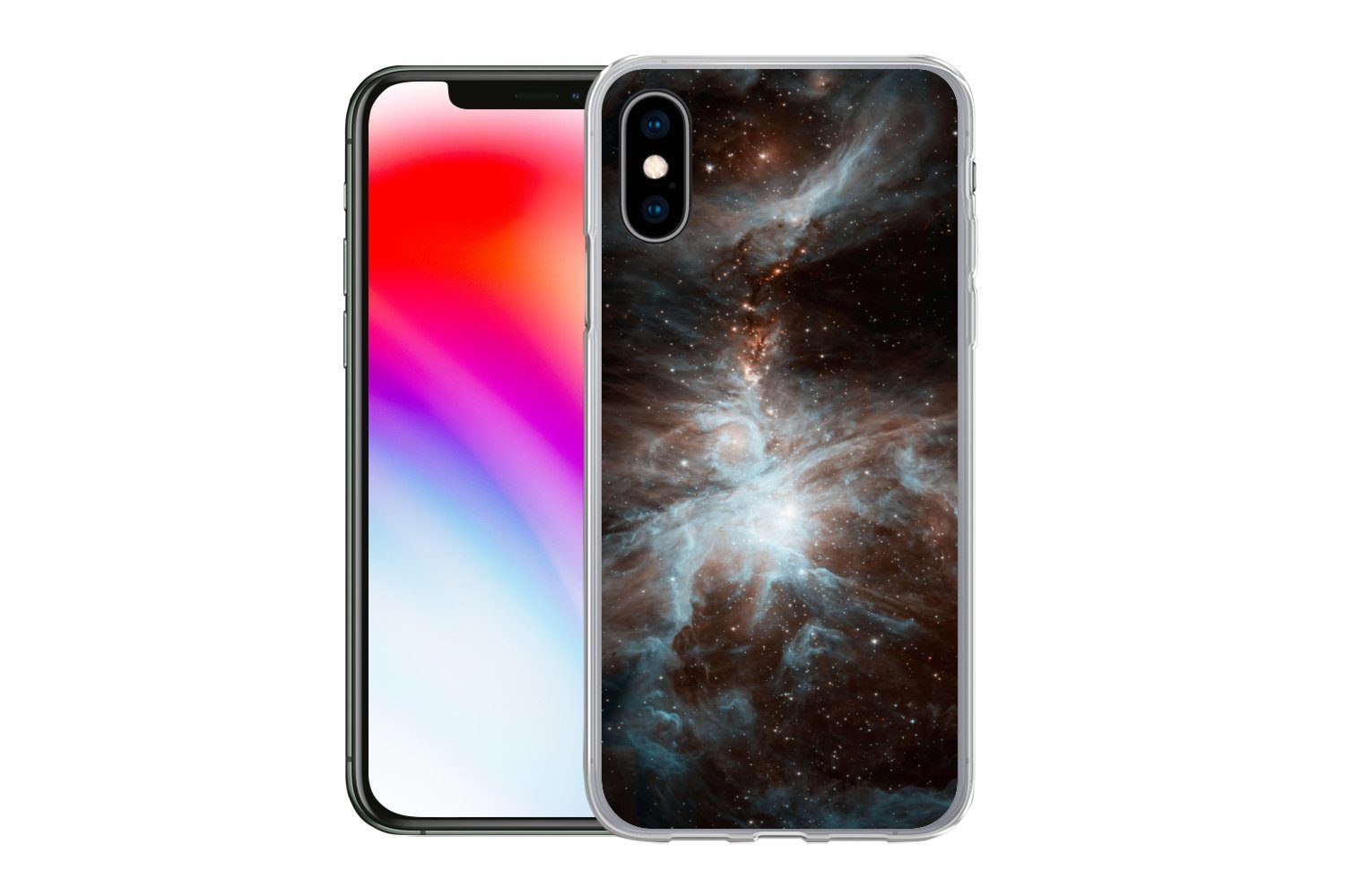 MuchoWow Handyhülle für Apple iPhone X Galaxie - Planet - Sterne, Smartphone-Bumper, Print, Handy Schutzhülle Dünn