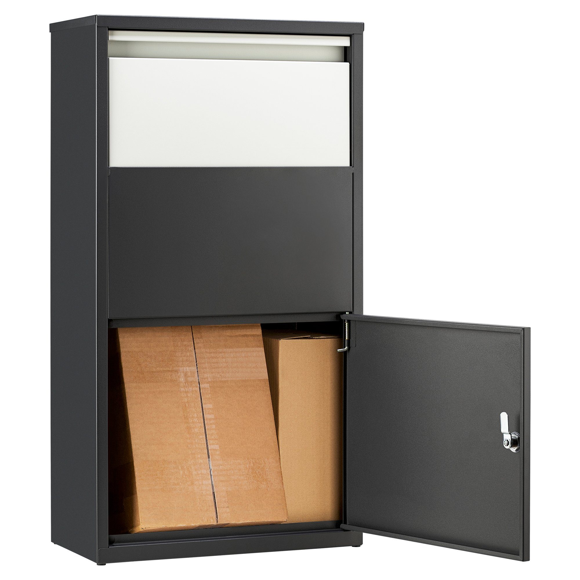 "One" Pulverbeschichtet inkl. Haussmann Schlüssel Paketbriefbox - Paketbriefkasten grau/weiß 4
