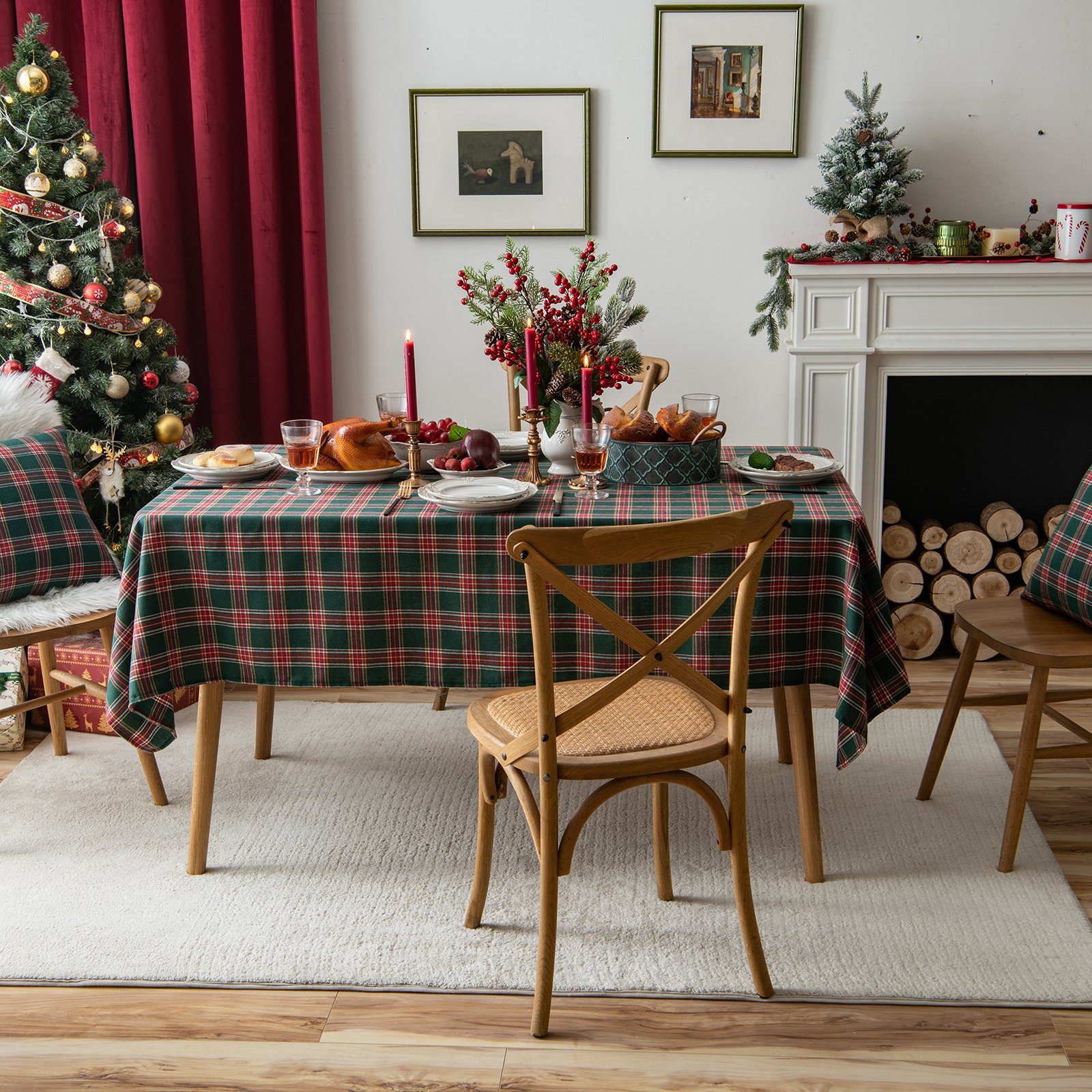 Rosnek Tischdecke Kariert, für Weihnachtsfeier Esszimmer Restaurant Dekorat günstig online kaufen