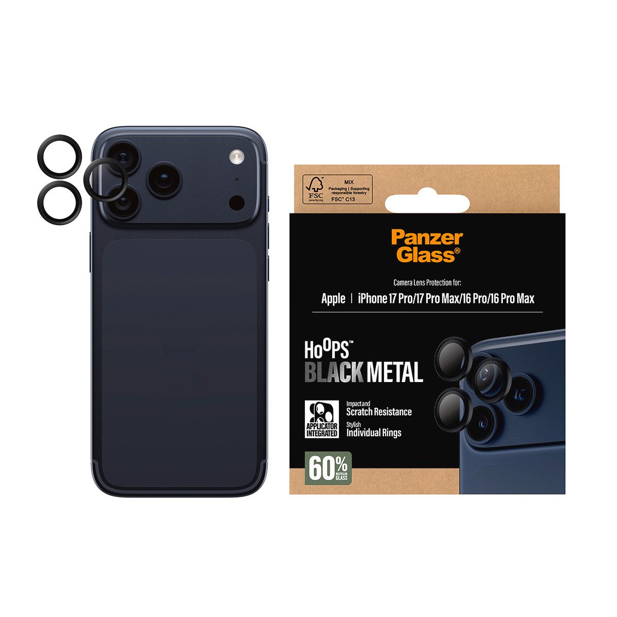 CARE by PanzerGlass Kameraschutzglas Hoops Camera Lens Protector für Apple iPhone 16 Pro/Pro Max, Apple iPhone 17…