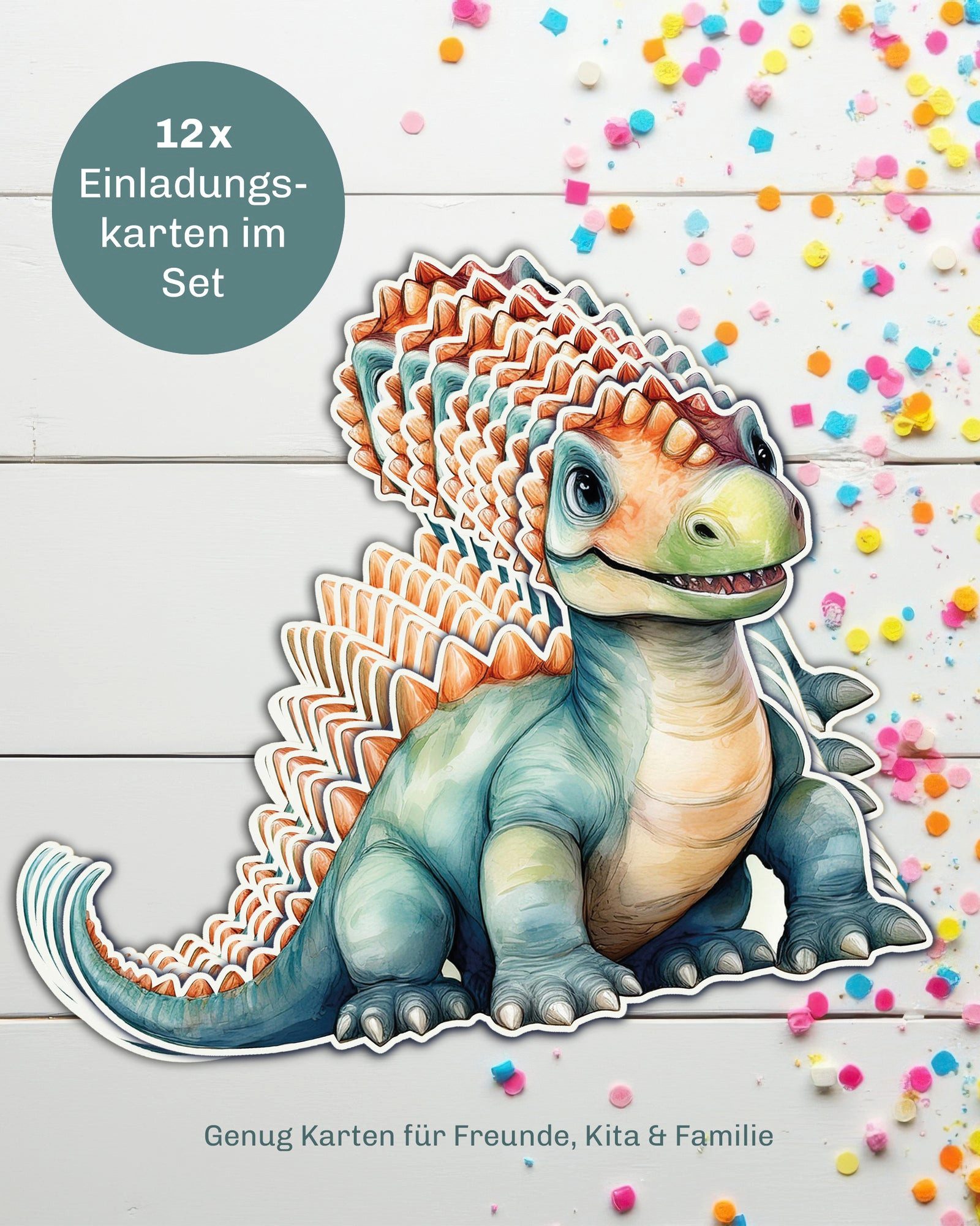 CUPCAKES & KISSES Einladungskarten 12x Dino Einladungskarten Kindergeburtstag für Mädchen & Jungen, Dino – Bild 4 von 5