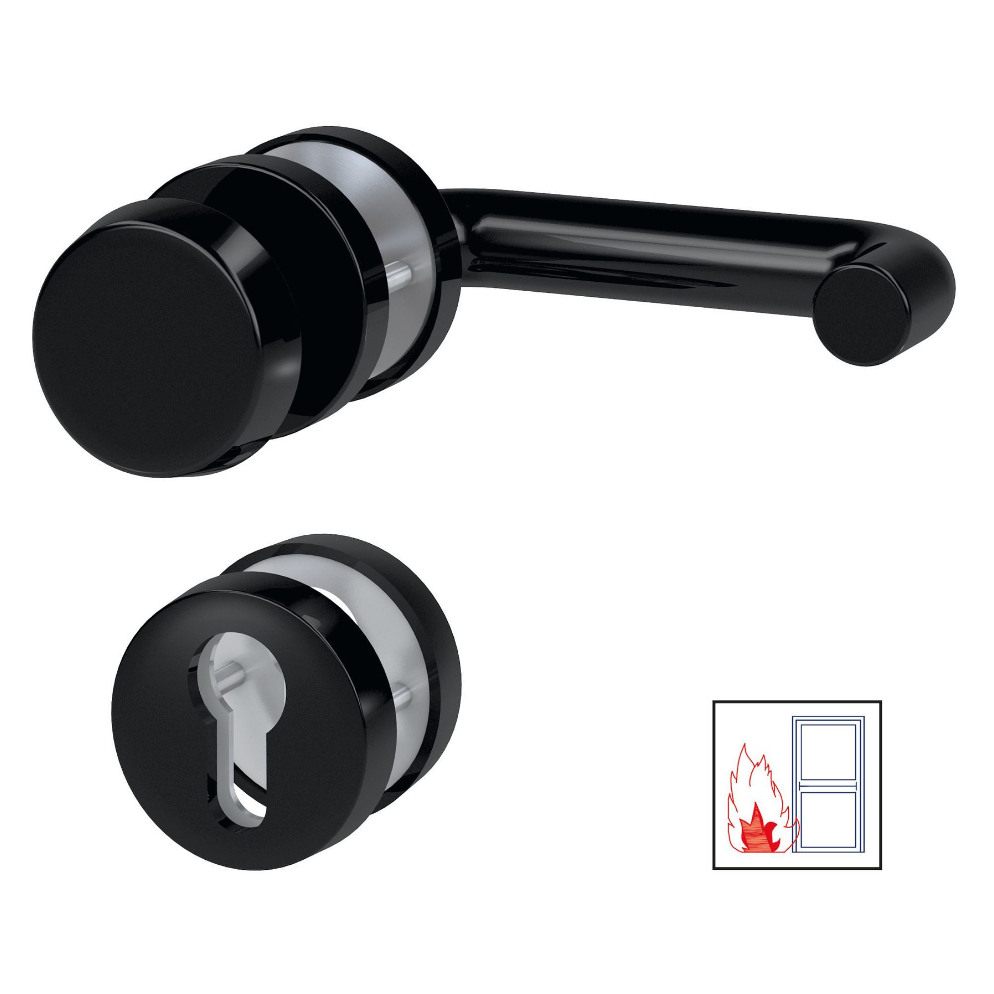 BASI Türbeschlag Rosetten-Garnitur (Packung), Feuerschutzbeschlag PZ, Wechselgarnitur, Kunststoff schwarz, 40-66 mm