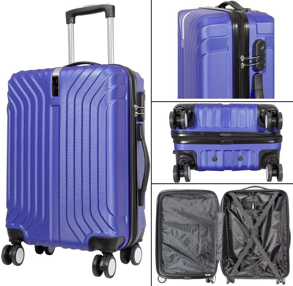 Valis Hartschalen-Trolley Valis Reisekoffer leichte M-L-XL Doppelrollen, kratzfeste Qualitäts-Zahlenschloss, 4x 360° mit ABS-Kunststoff Hartschalenkoffer Hartschale um ABS drehbar