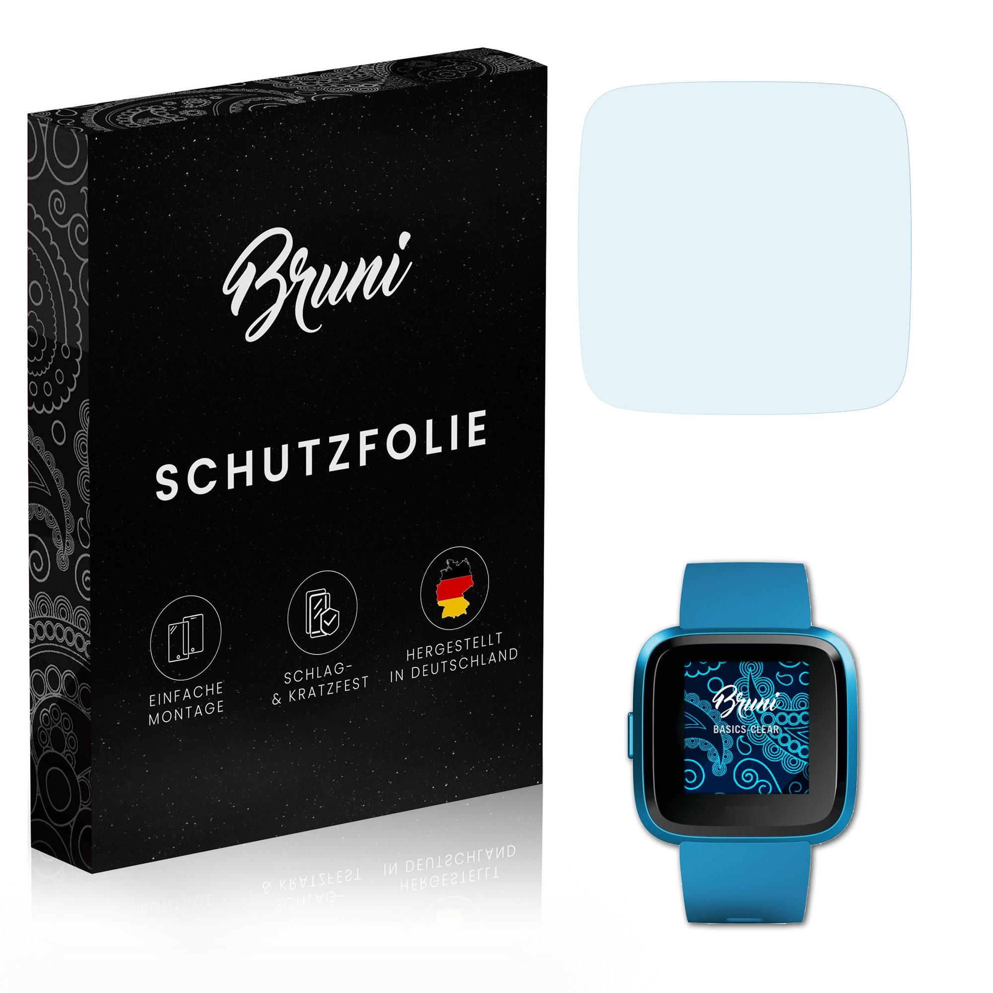 Bruni Schutzfolie für Fitbit Versa Lite Edition, (2 Folien), praktisch unsichtbar
