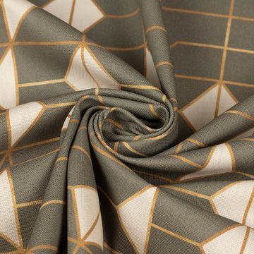 SCHÖNER LEBEN. Stoff Dekostoff Baumwolle Navani3 Art Deco Geometrie khakigrün gold beige 1, Digitaldruck