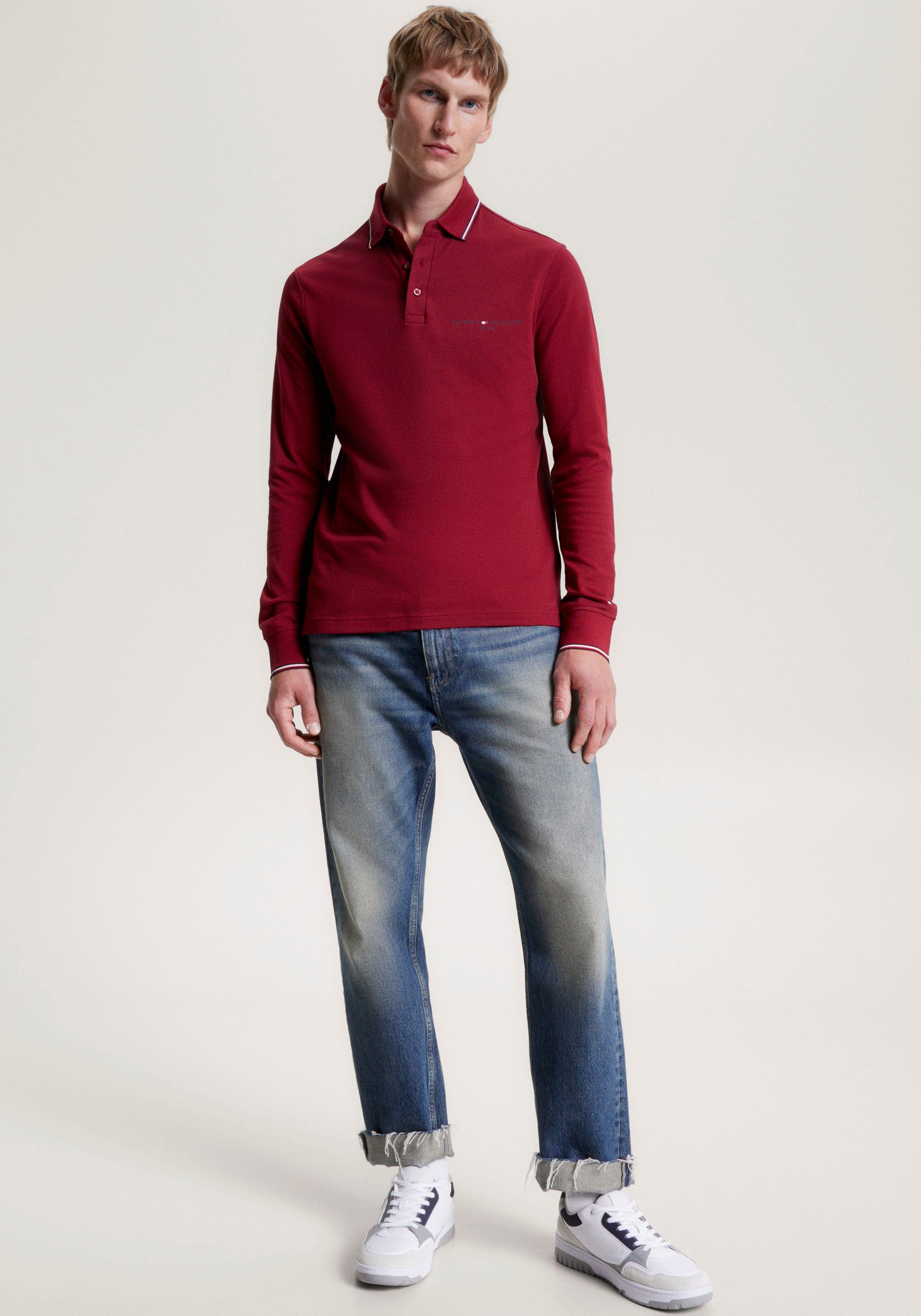 PLACE Tommy L/S Rouge Hilfiger POLO TIPPED SLIM Langarm-Poloshirt