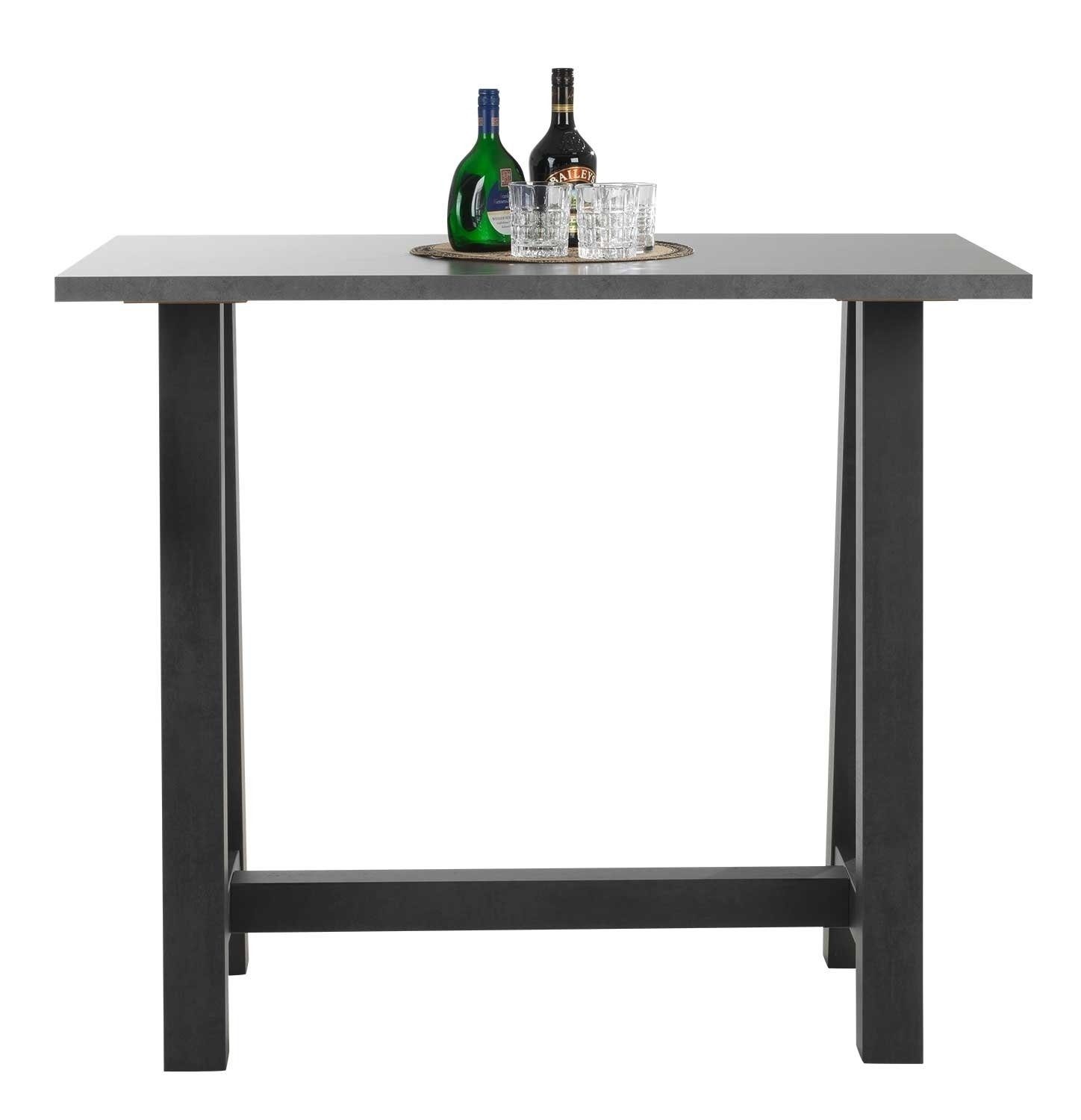 Mäusbacher Bartisch SYSTEM, 120 x 70 cm, Graphit Dekor, Schwarzstahl Dekor