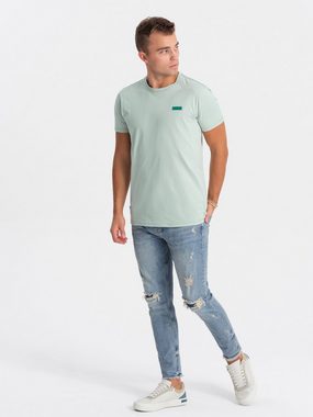 OMBRE T-Shirt Herren-T-Shirt aus Baumwolle mit kontrastierenden Fäden