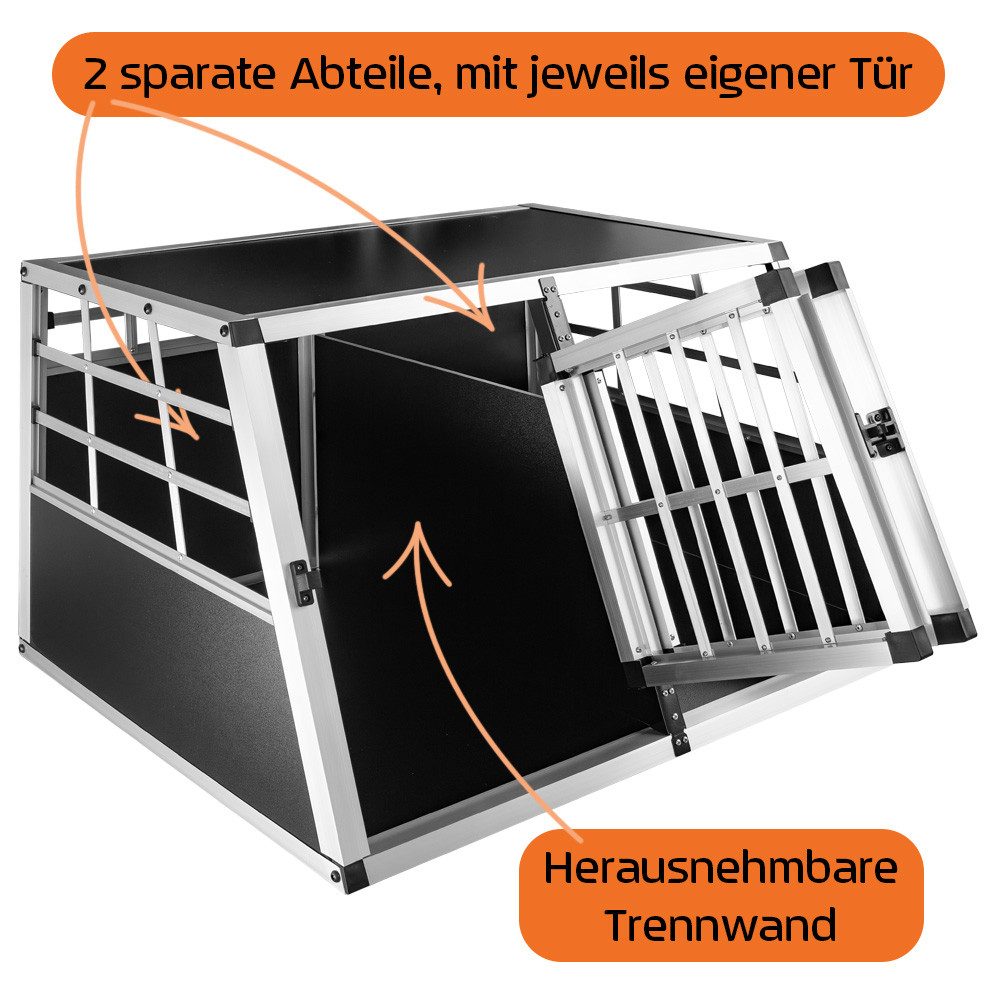 Petigi Tiertransportbox Hundetransportbox Hundebox Transportbox Aluminium 89 x 69 x 50 cm